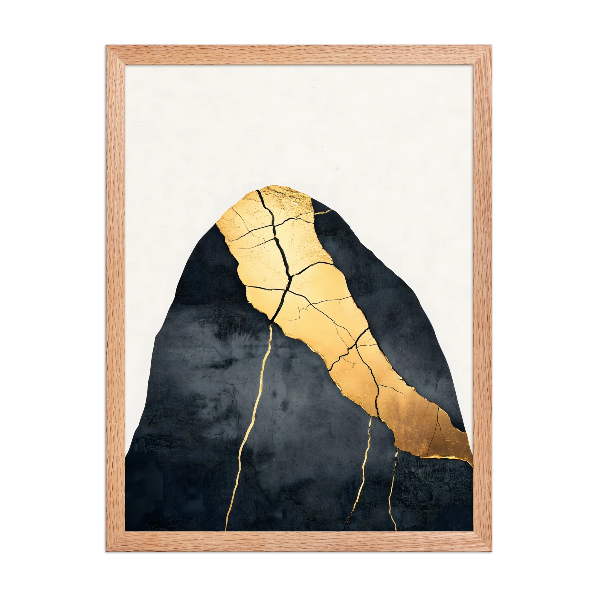 Kintsugi Lines — Japandi wabi-sabi framed print, minimalist Japanese wall art