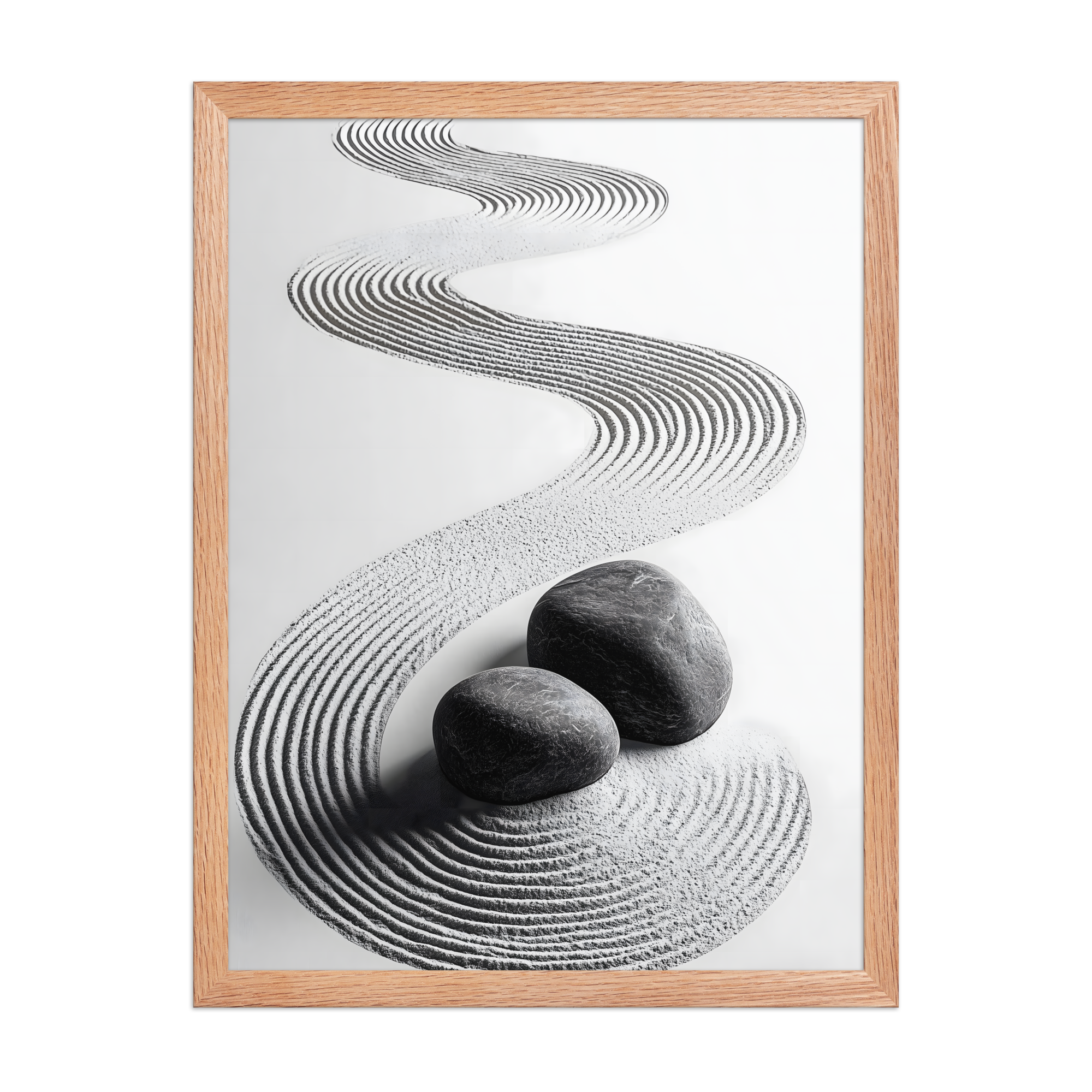 Pebble Garden — Japandi zen nature framed print, minimalist Japanese wall art