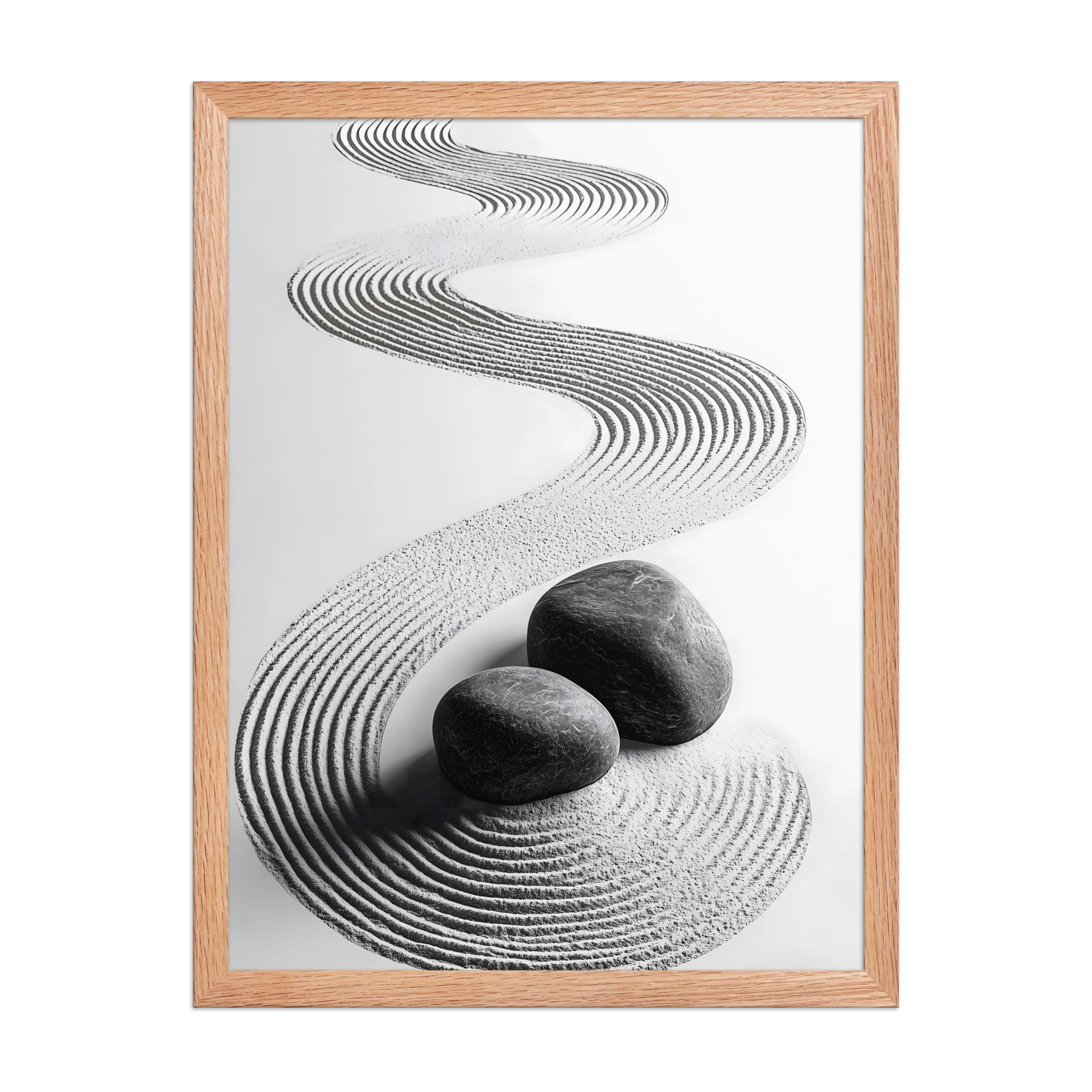 Pebble Garden — Japandi zen nature framed print, minimalist Japanese wall art