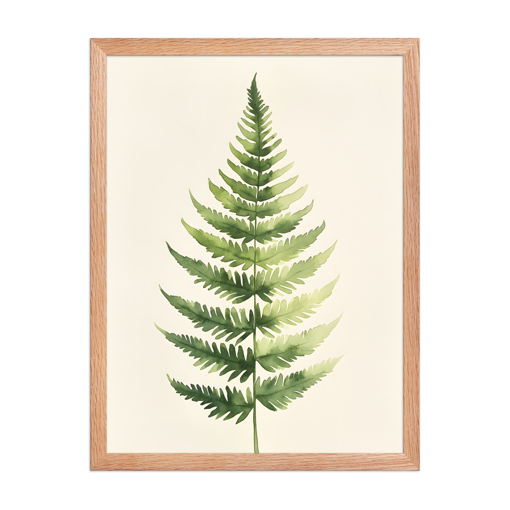 Morning Fern — Japandi zen nature framed print, minimalist Japanese wall art