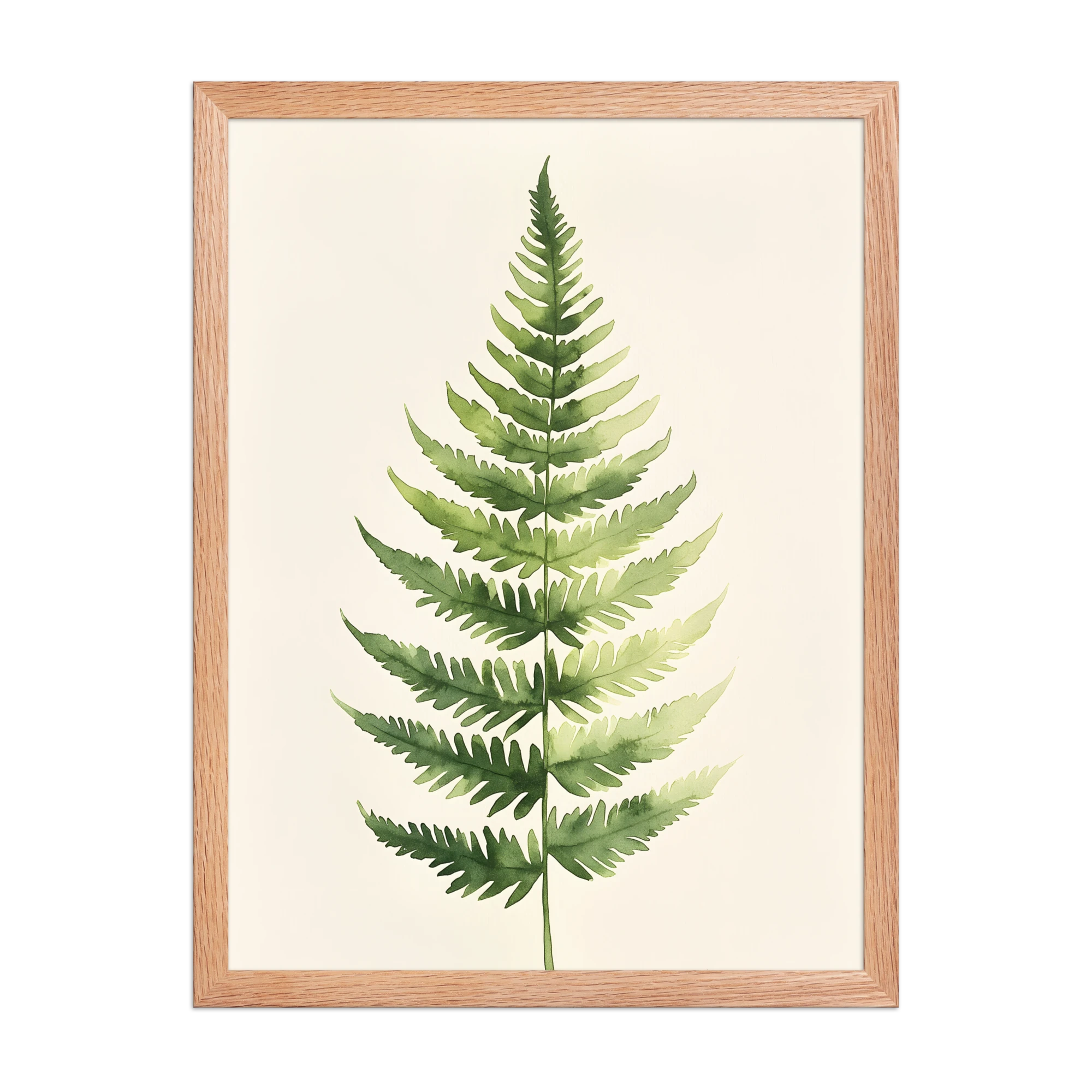 Morning Fern — Japandi zen nature framed print, minimalist Japanese wall art