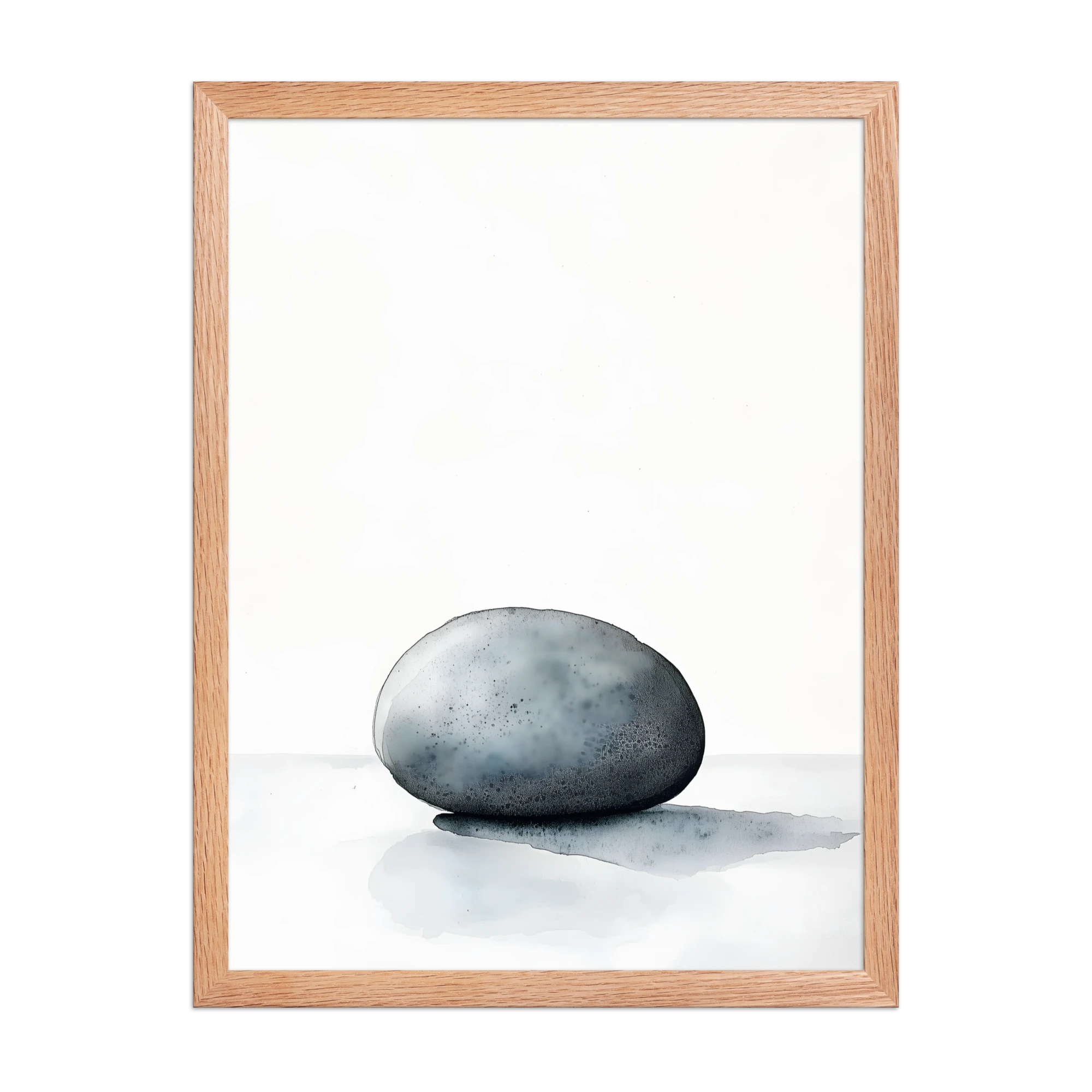 Worn Stone — Japandi wabi-sabi framed print, minimalist Japanese wall art