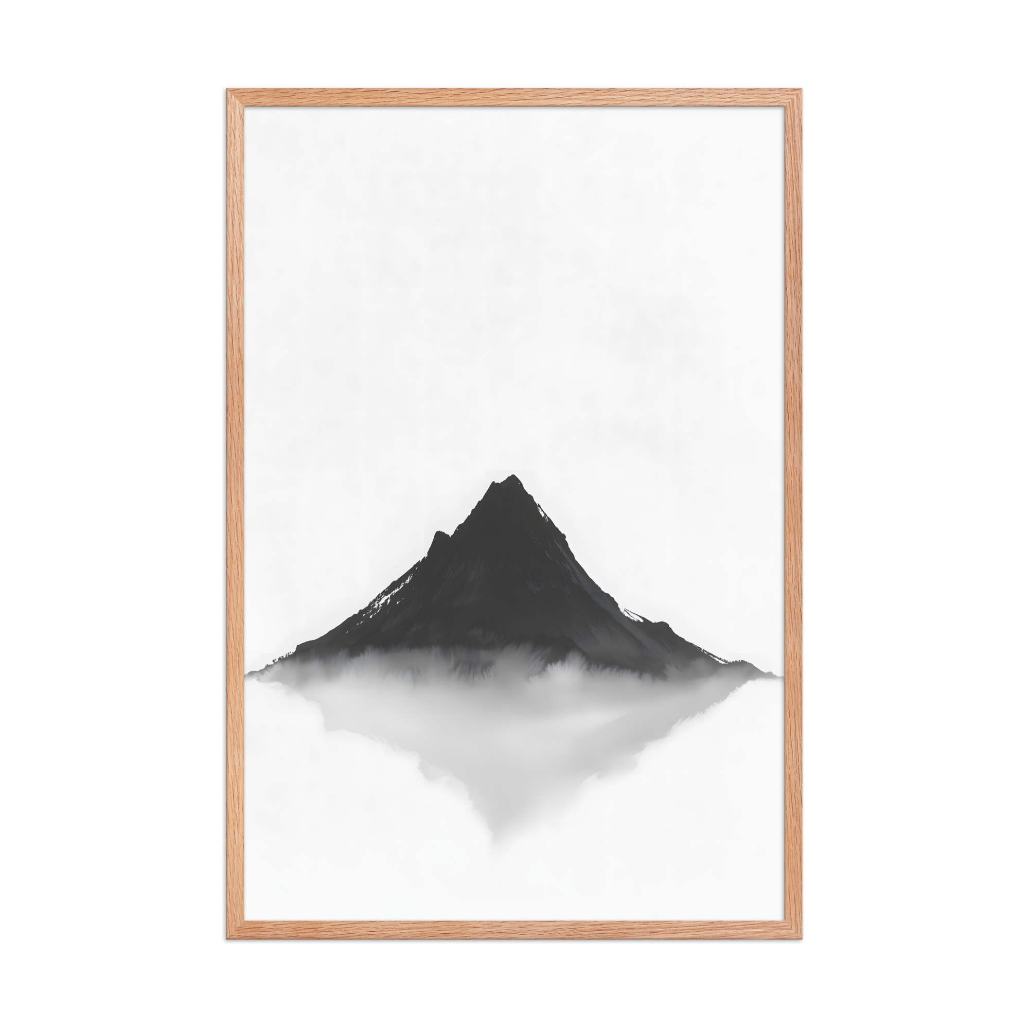 Mountain Breath — Japandi zen ink framed print, minimalist Japanese wall art