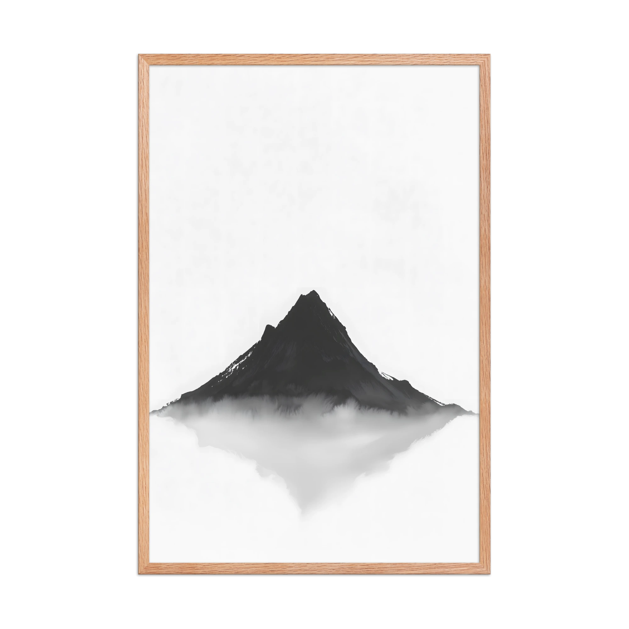 Mountain Breath — Japandi zen ink framed print, minimalist Japanese wall art