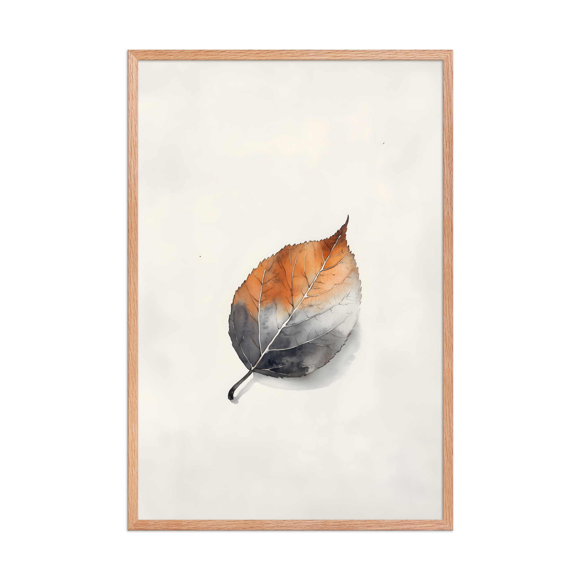 Single Leaf — Japandi ma framed print, minimalist Japanese wall art