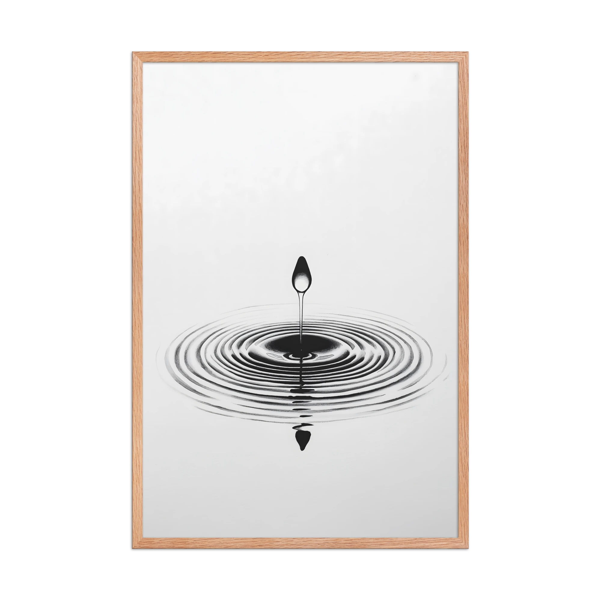 Waterdrop — Japandi zen nature framed print, minimalist Japanese wall art