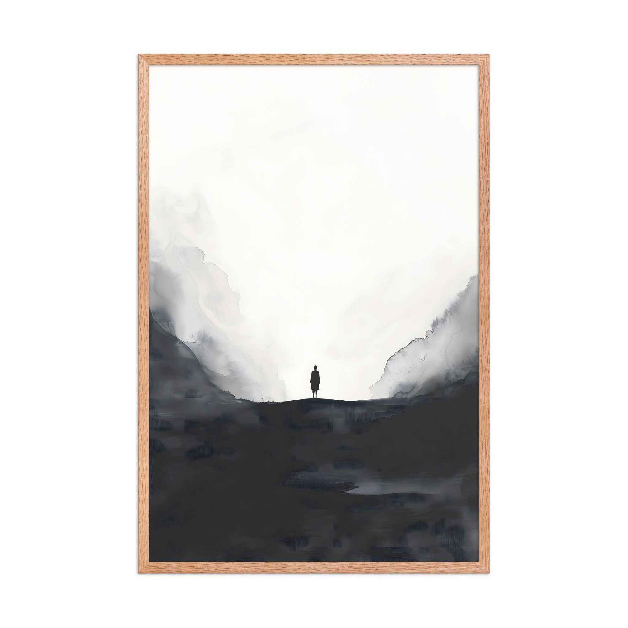 Distant Figure — Japandi ma framed print, minimalist Japanese wall art