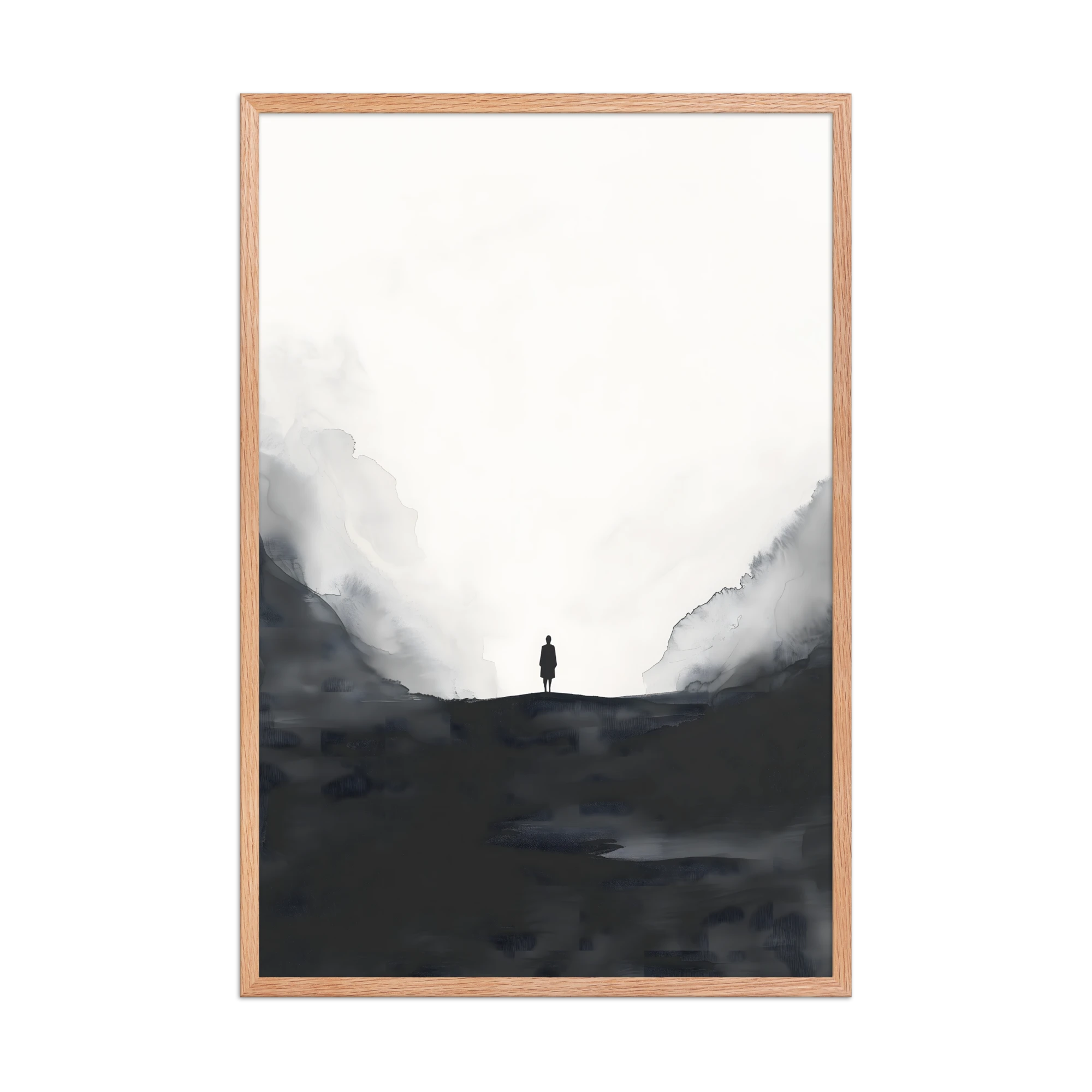 Distant Figure — Japandi ma framed print, minimalist Japanese wall art