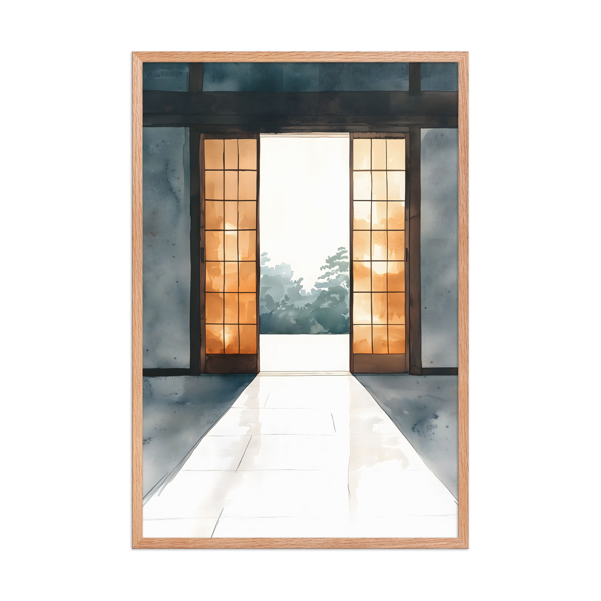 Open Door — Japandi ma framed print, minimalist Japanese wall art