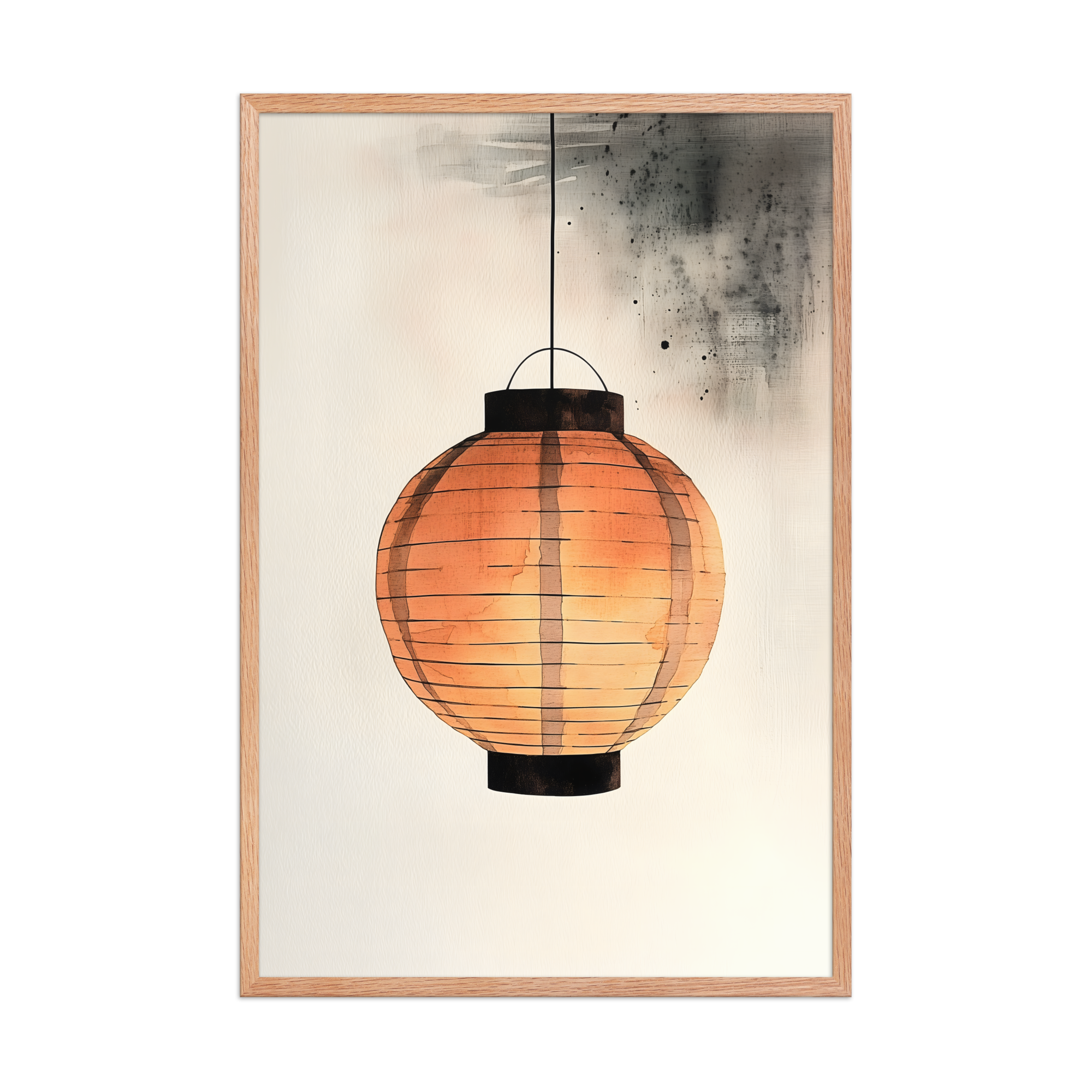 Paper Lantern — Japandi wabi-sabi framed print, minimalist Japanese wall art