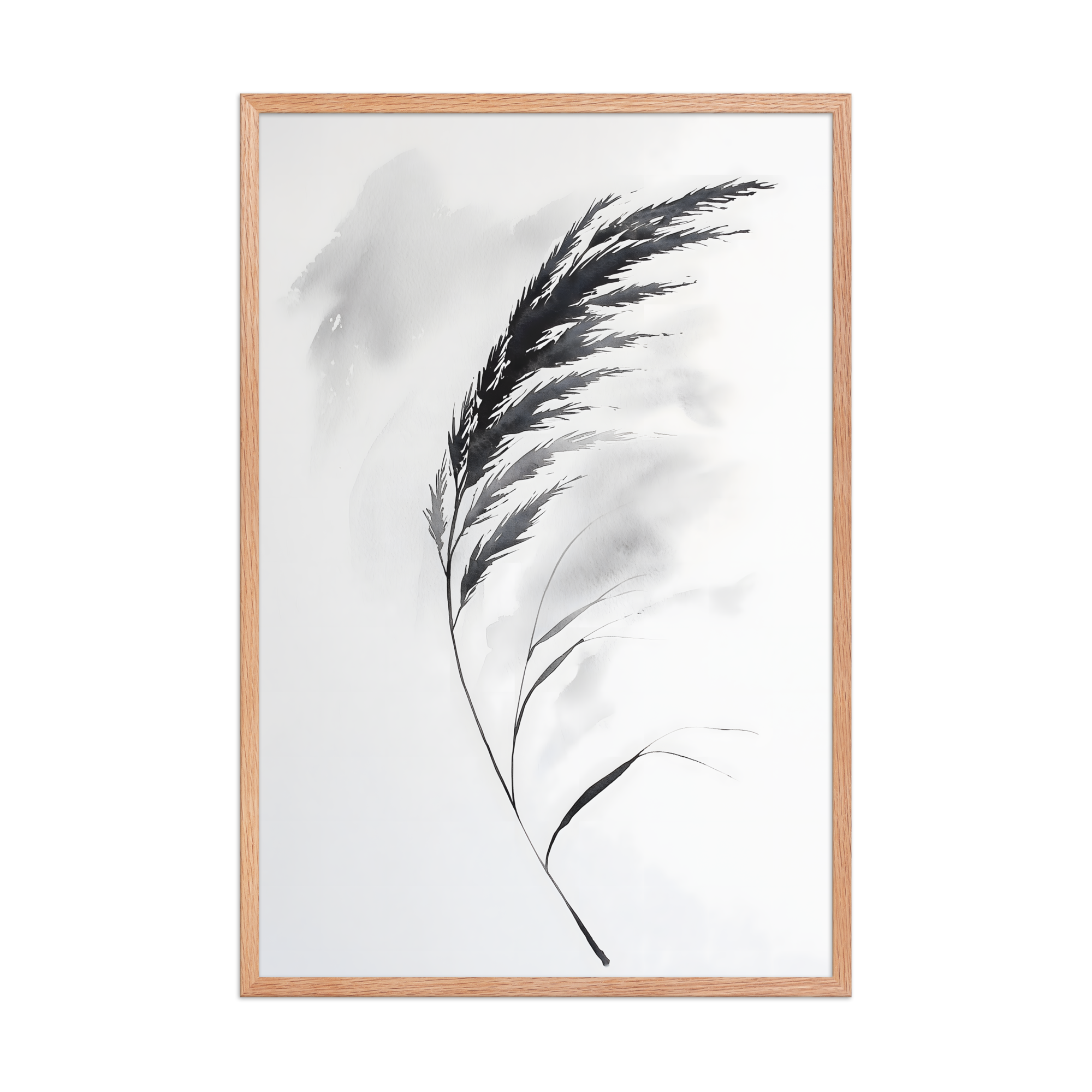 Wild Grass — Japandi zen nature framed print, minimalist Japanese wall art