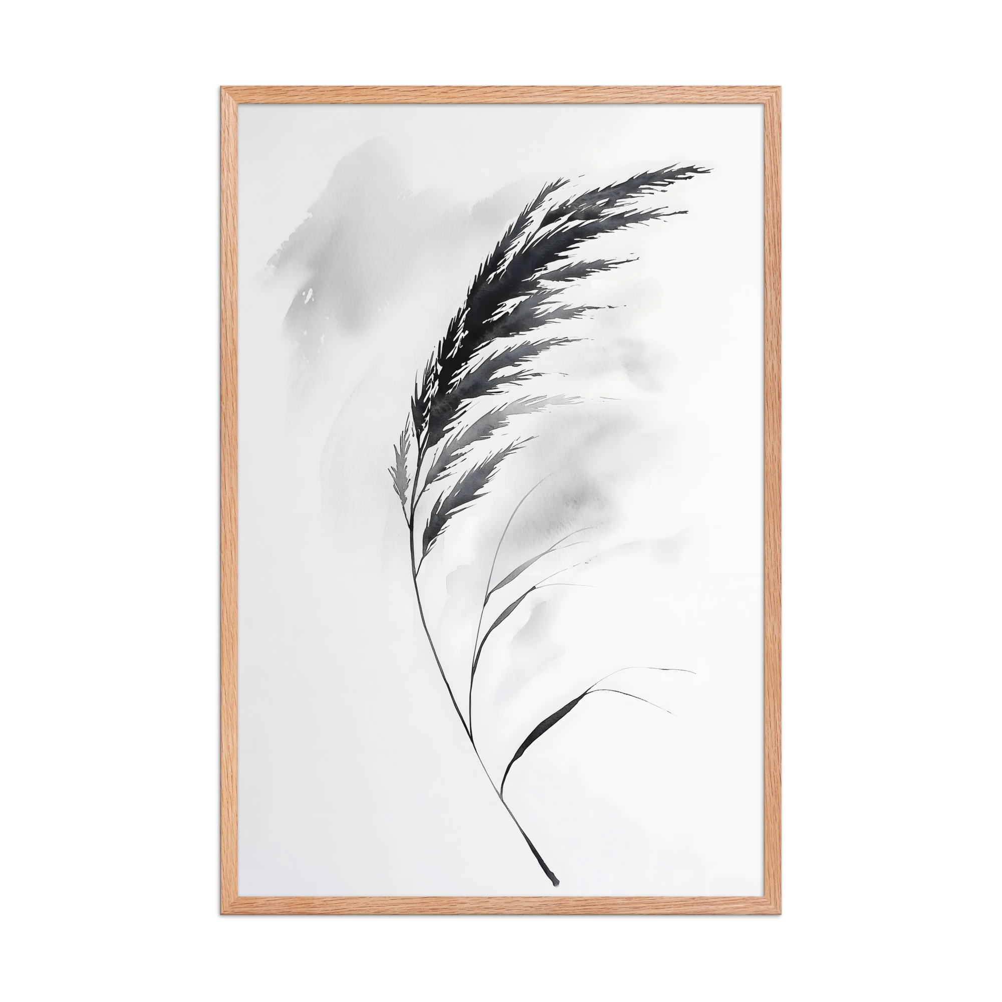 Wild Grass — Japandi zen nature framed print, minimalist Japanese wall art