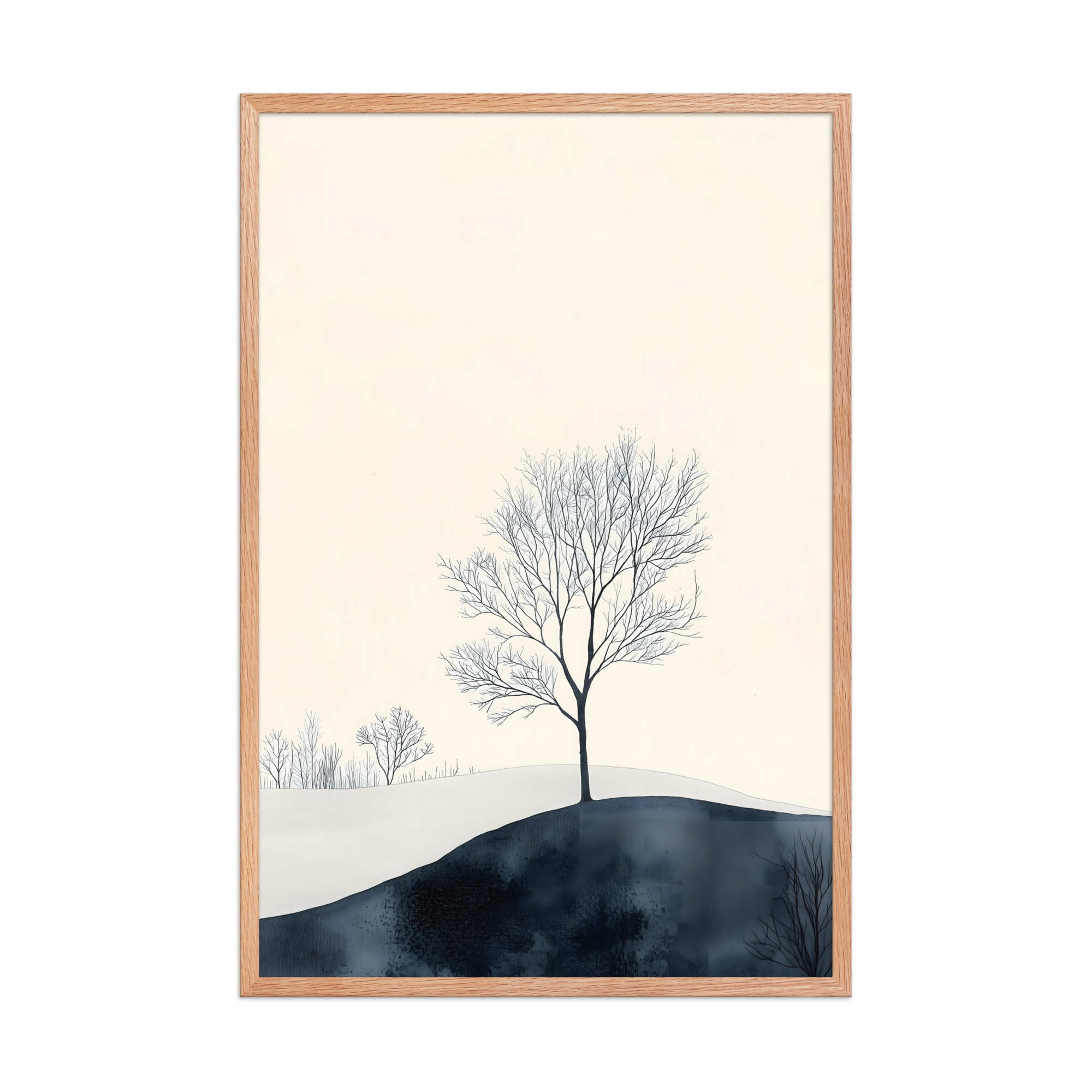 Distant Divide — Japandi ma framed print, minimalist Japanese wall art