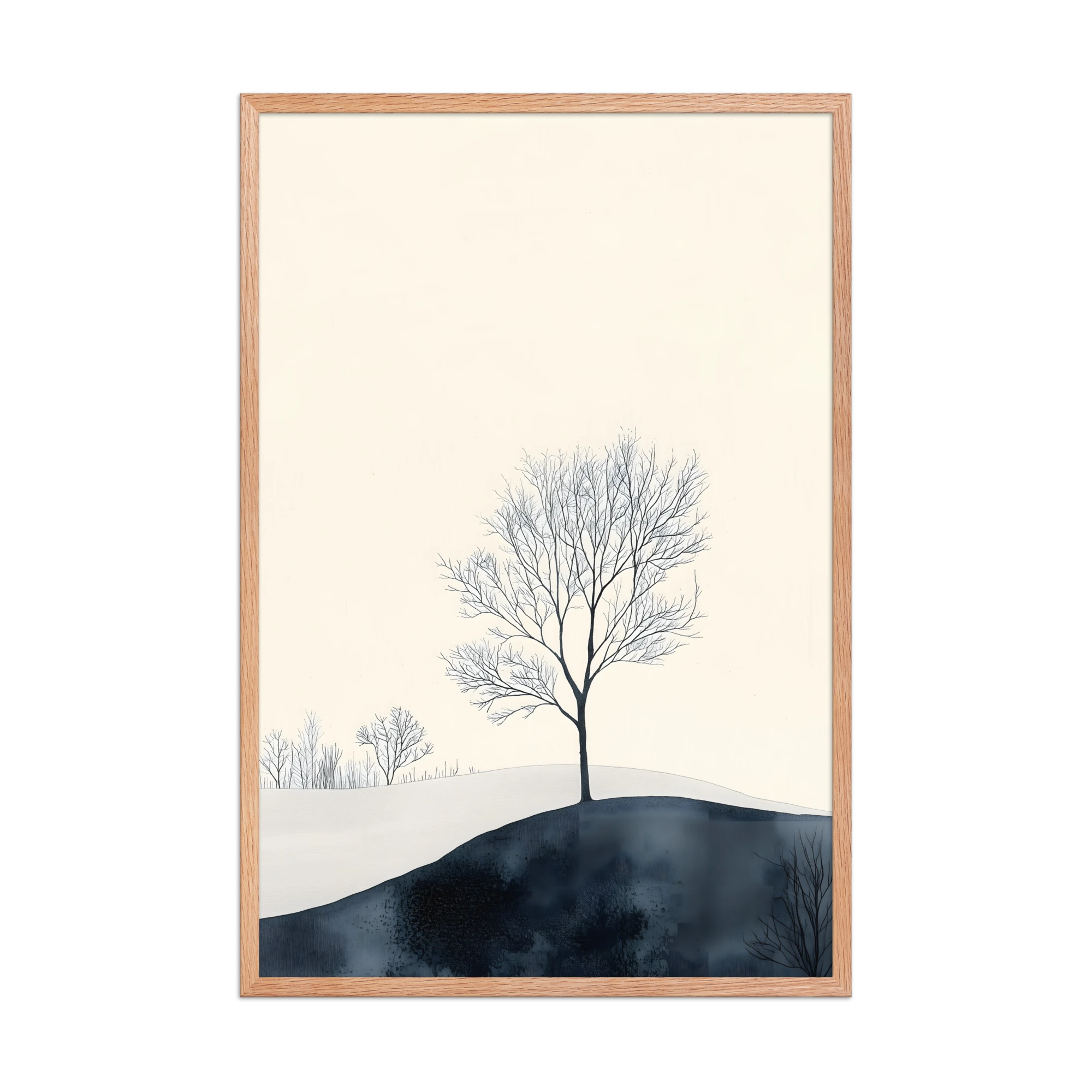 Distant Divide — Japandi ma framed print, minimalist Japanese wall art
