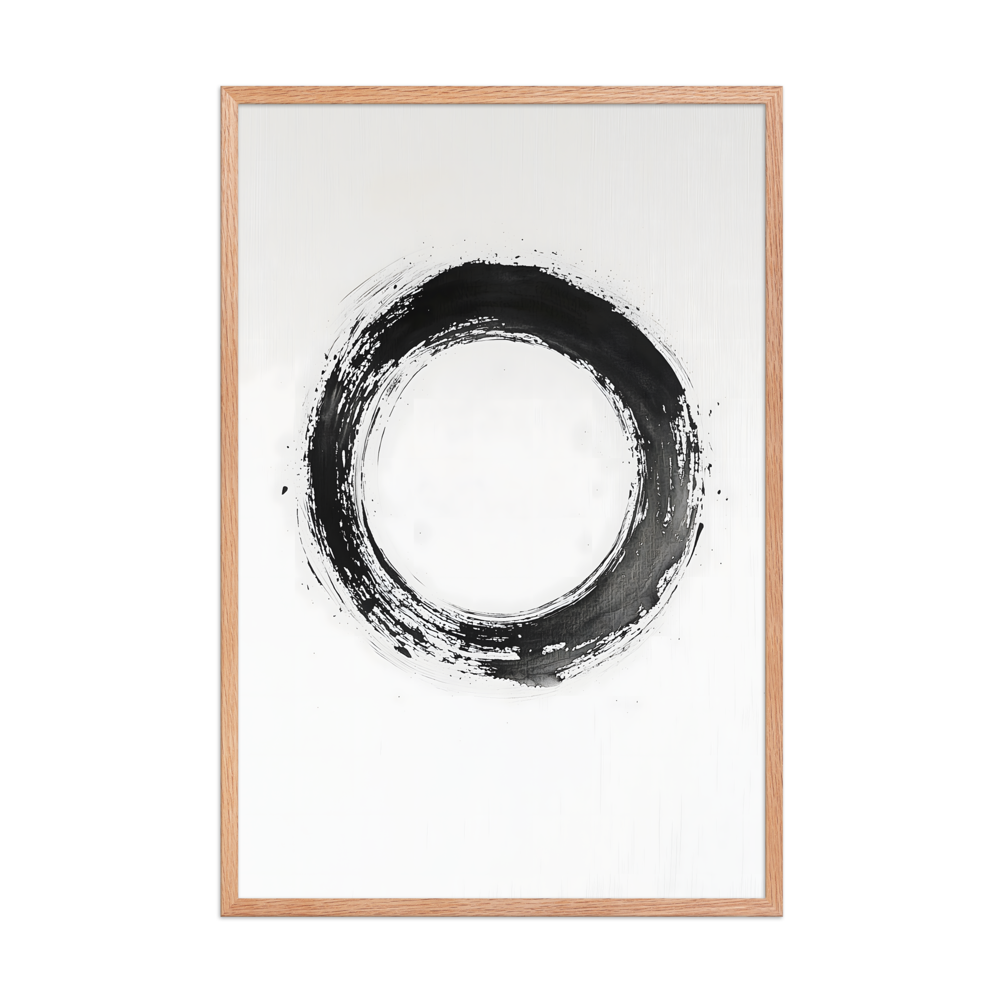 One Stroke — Japandi zen ink framed print, minimalist Japanese wall art