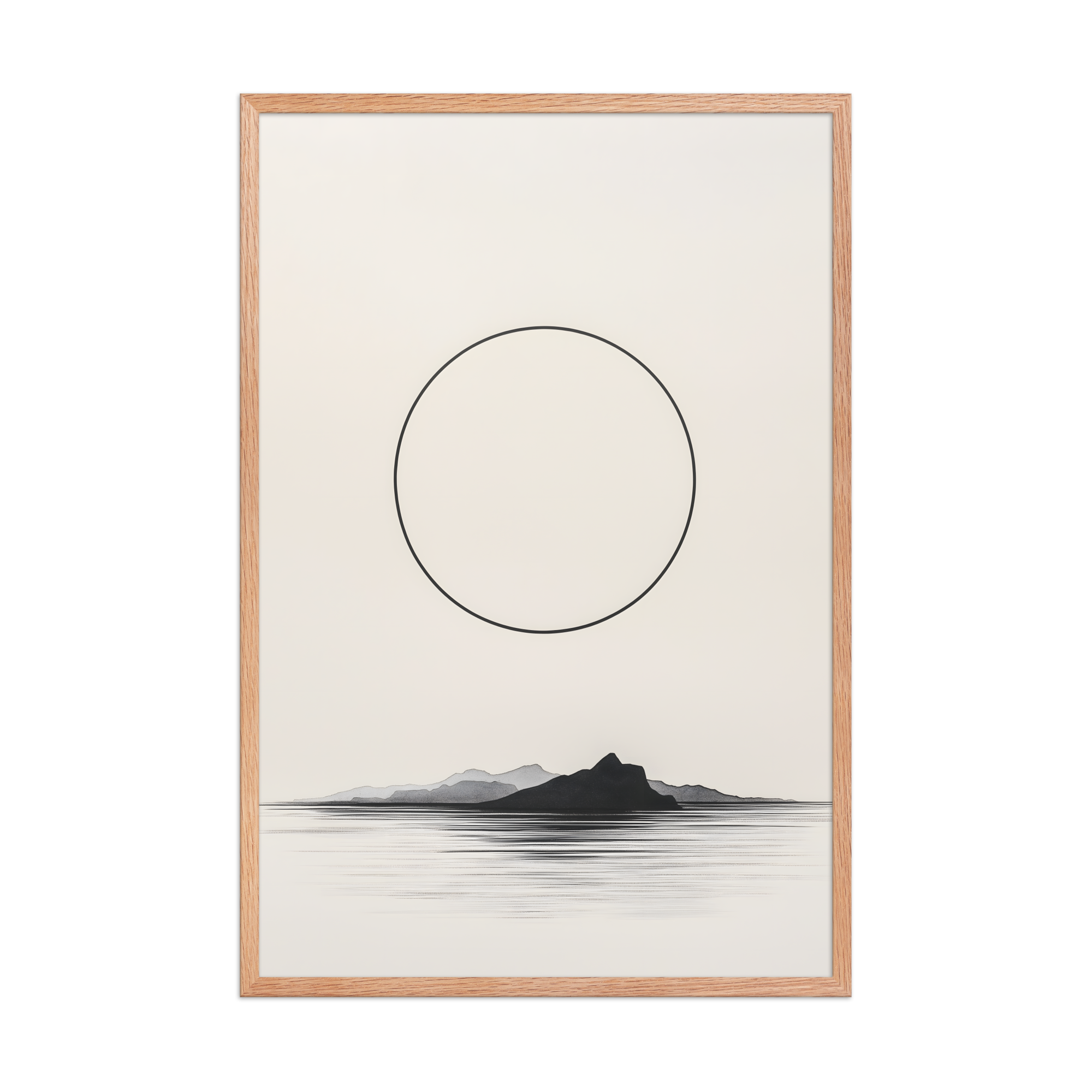 Circle and Space — Japandi ma framed print, minimalist Japanese wall art