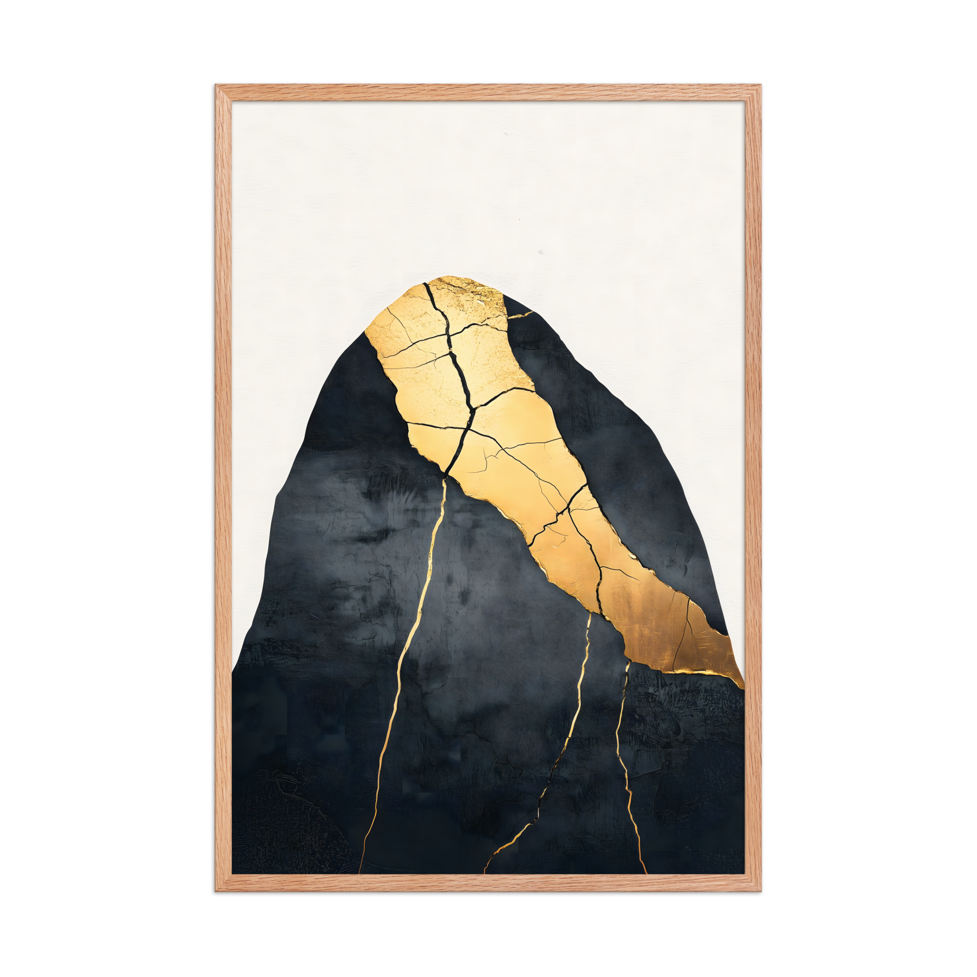 Kintsugi Lines — Japandi wabi-sabi framed print, minimalist Japanese wall art