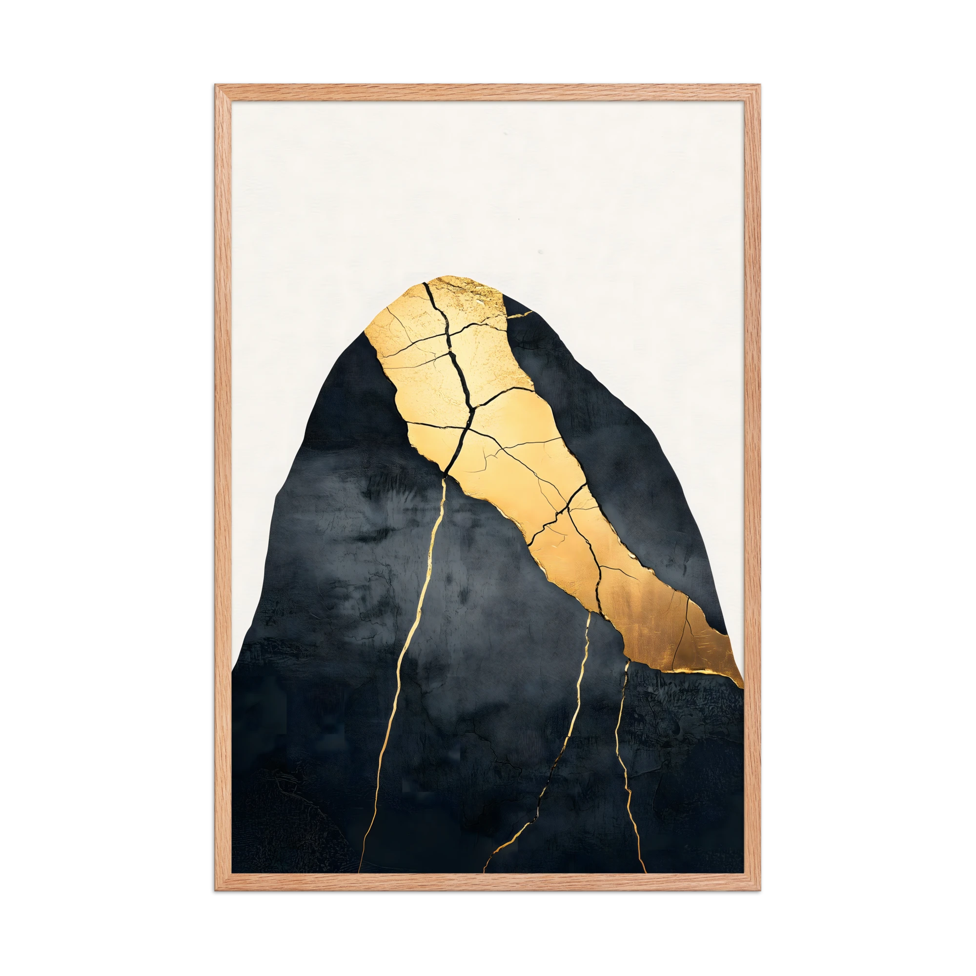 Kintsugi Lines — Japandi wabi-sabi framed print, minimalist Japanese wall art