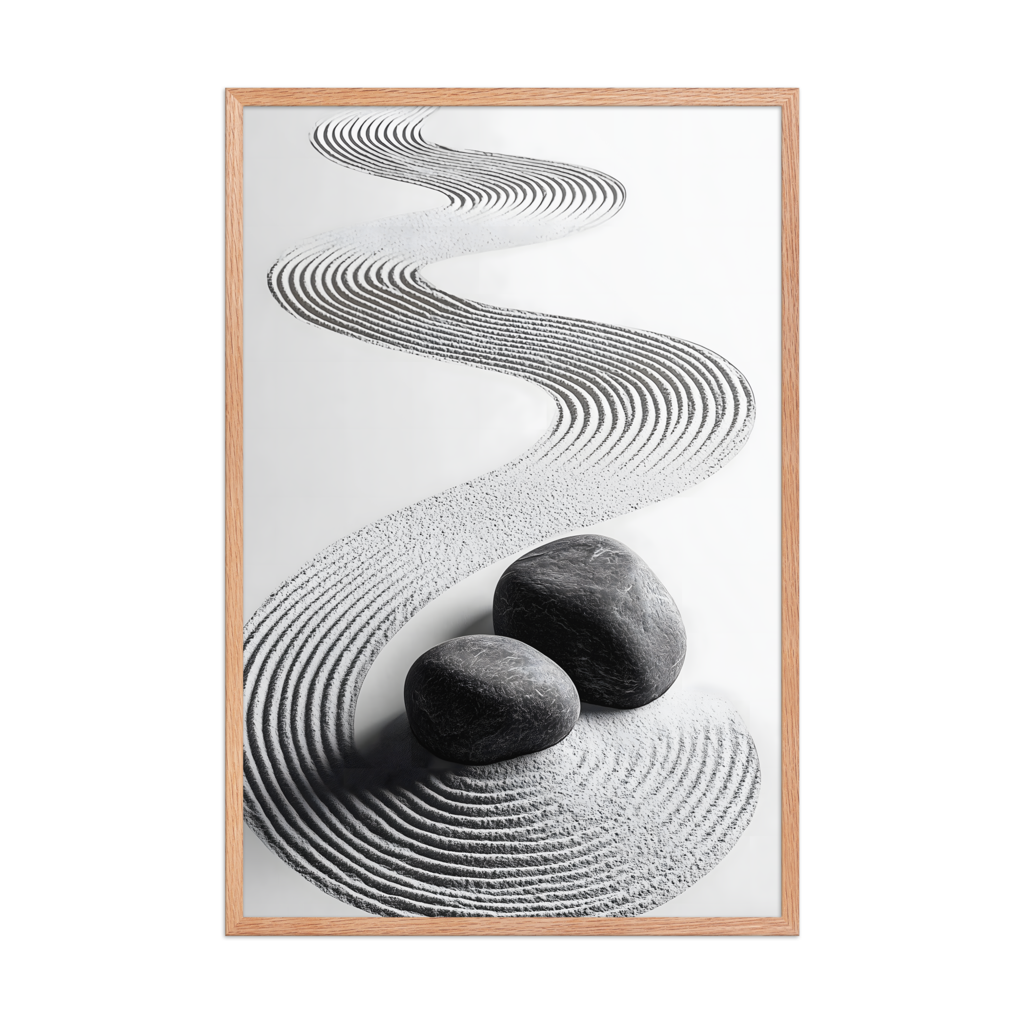 Pebble Garden — Japandi zen nature framed print, minimalist Japanese wall art