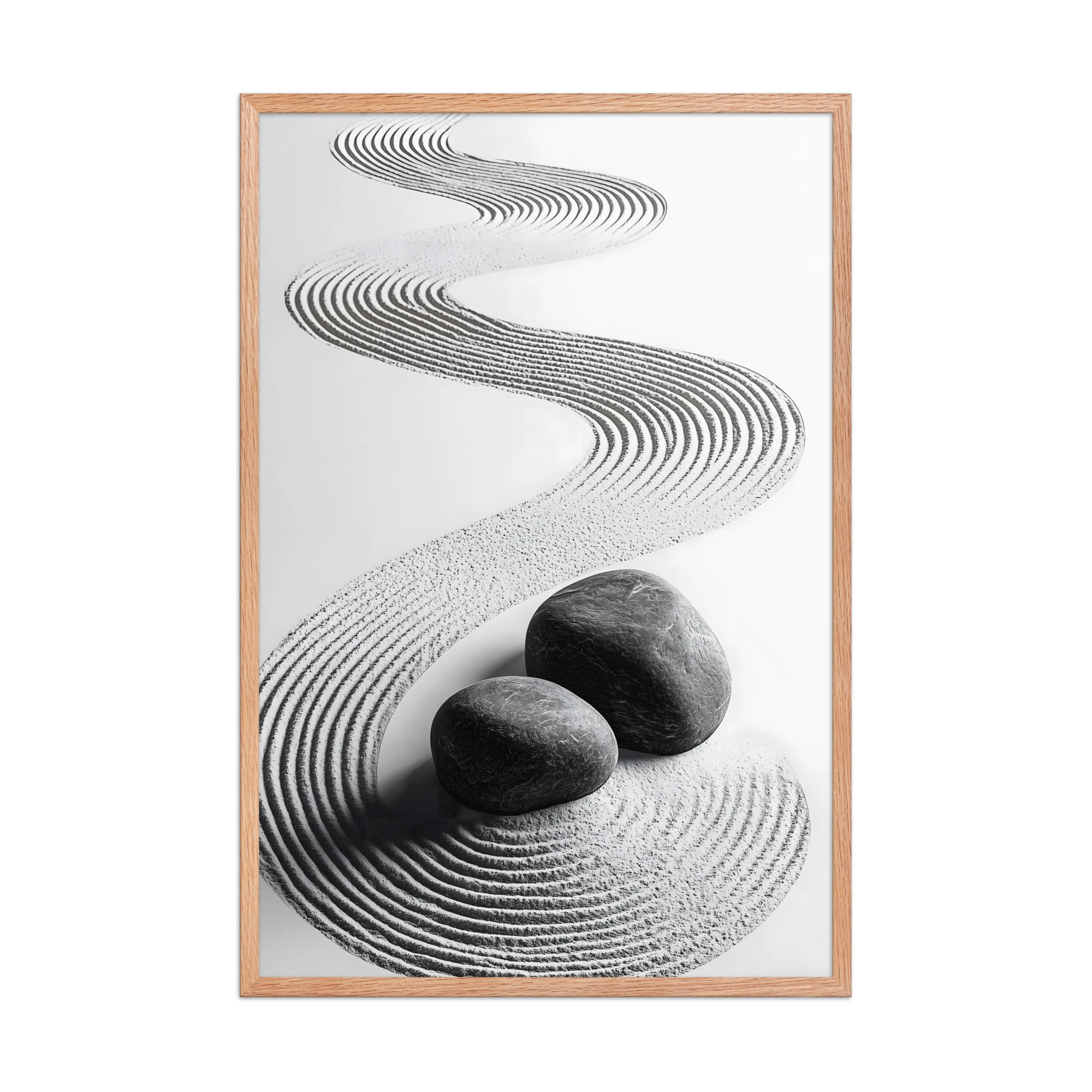 Pebble Garden — Japandi zen nature framed print, minimalist Japanese wall art