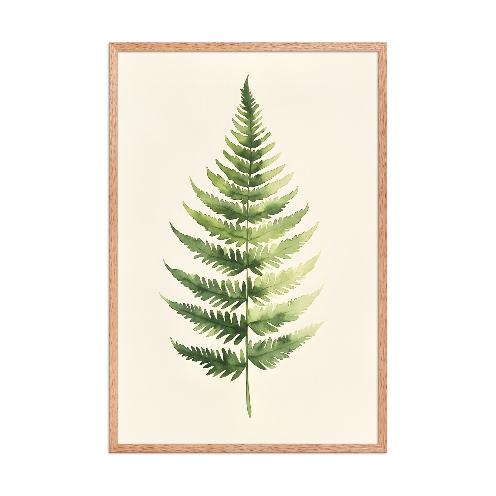 Morning Fern — Japandi zen nature framed print, minimalist Japanese wall art
