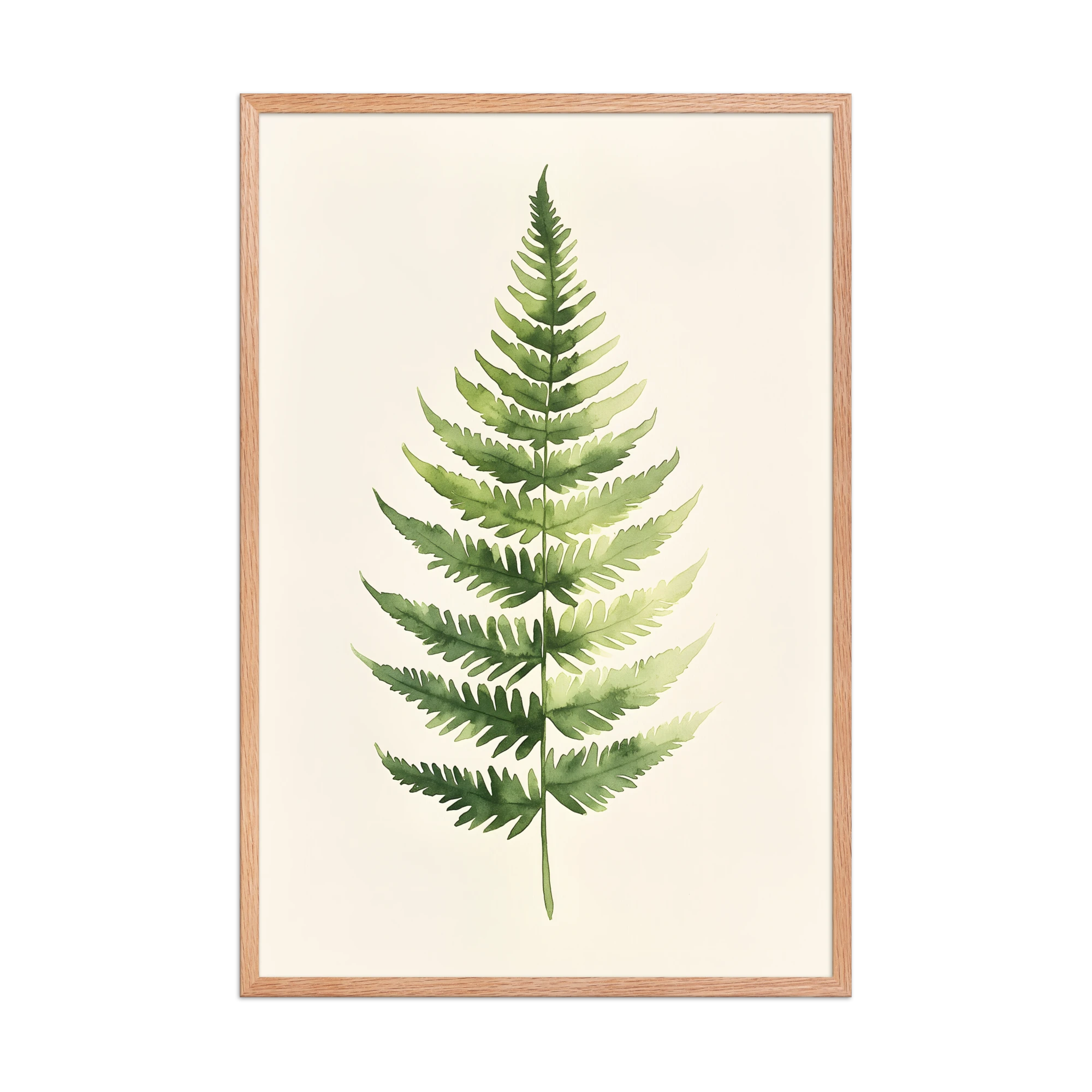 Morning Fern — Japandi zen nature framed print, minimalist Japanese wall art