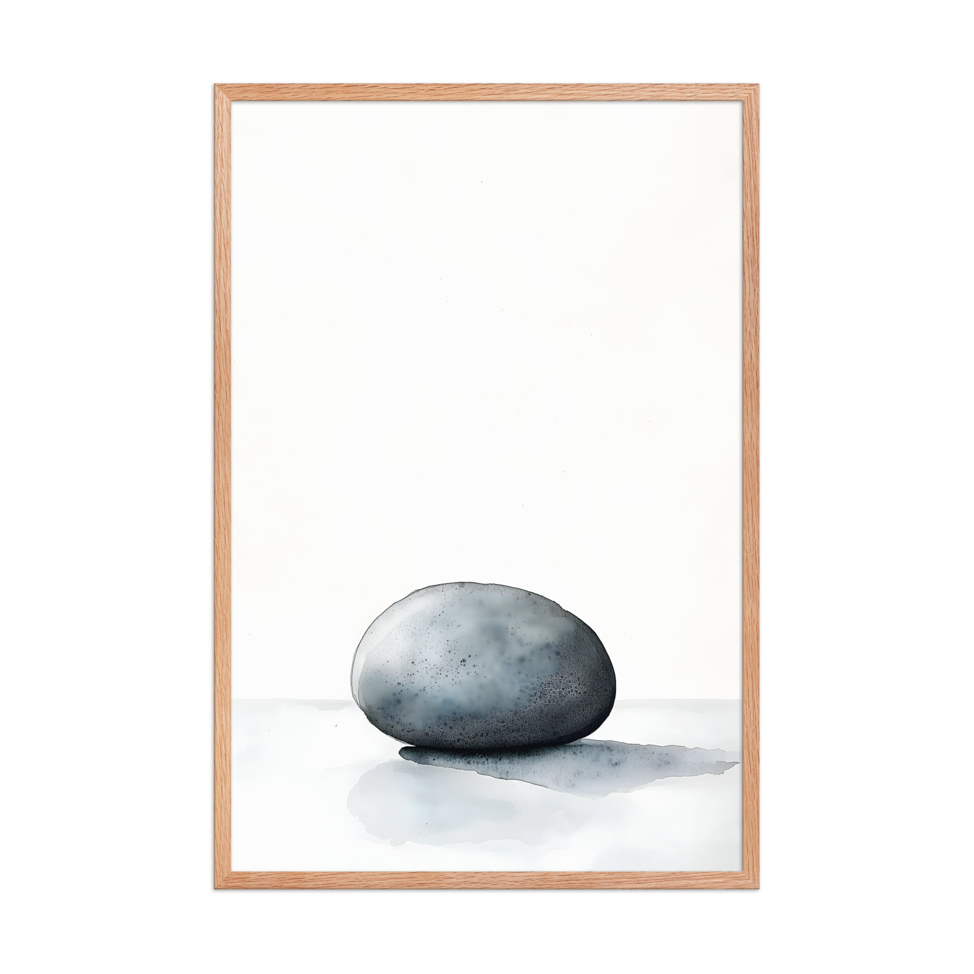 Worn Stone — Japandi wabi-sabi framed print, minimalist Japanese wall art