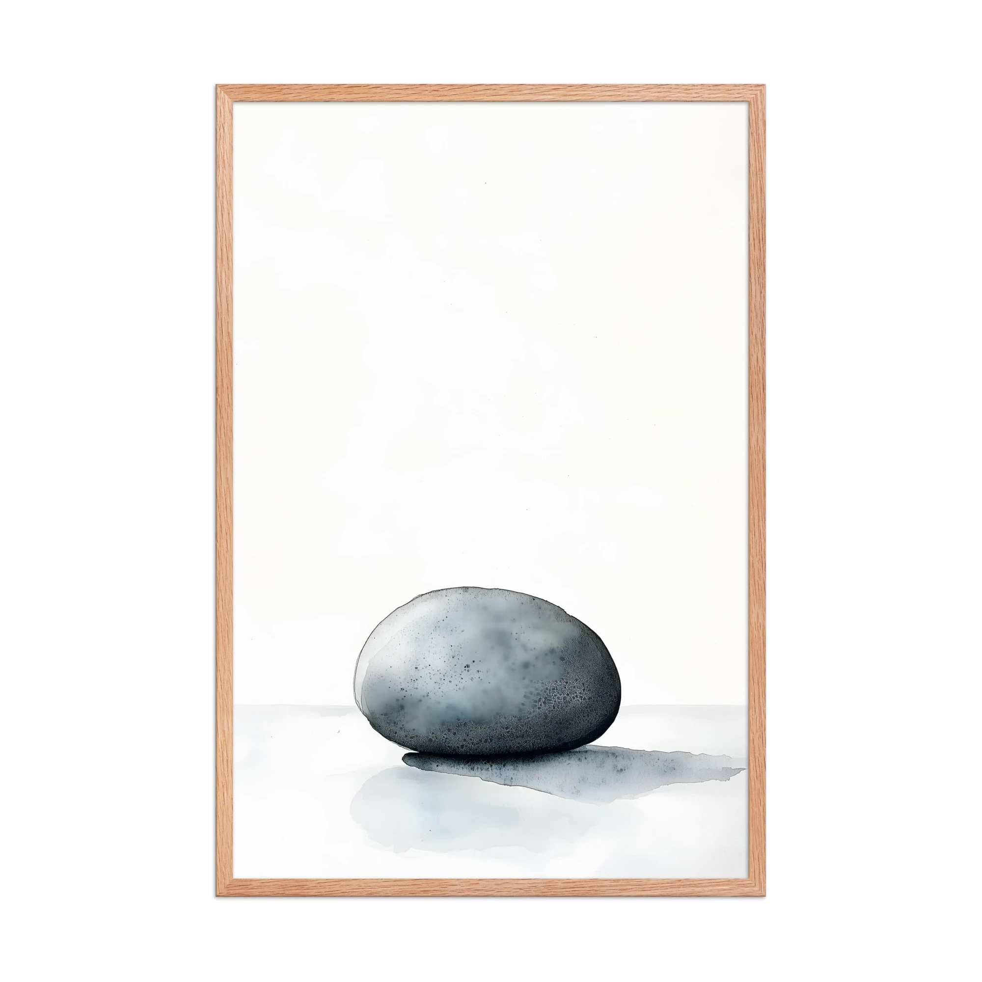 Worn Stone — Japandi wabi-sabi framed print, minimalist Japanese wall art