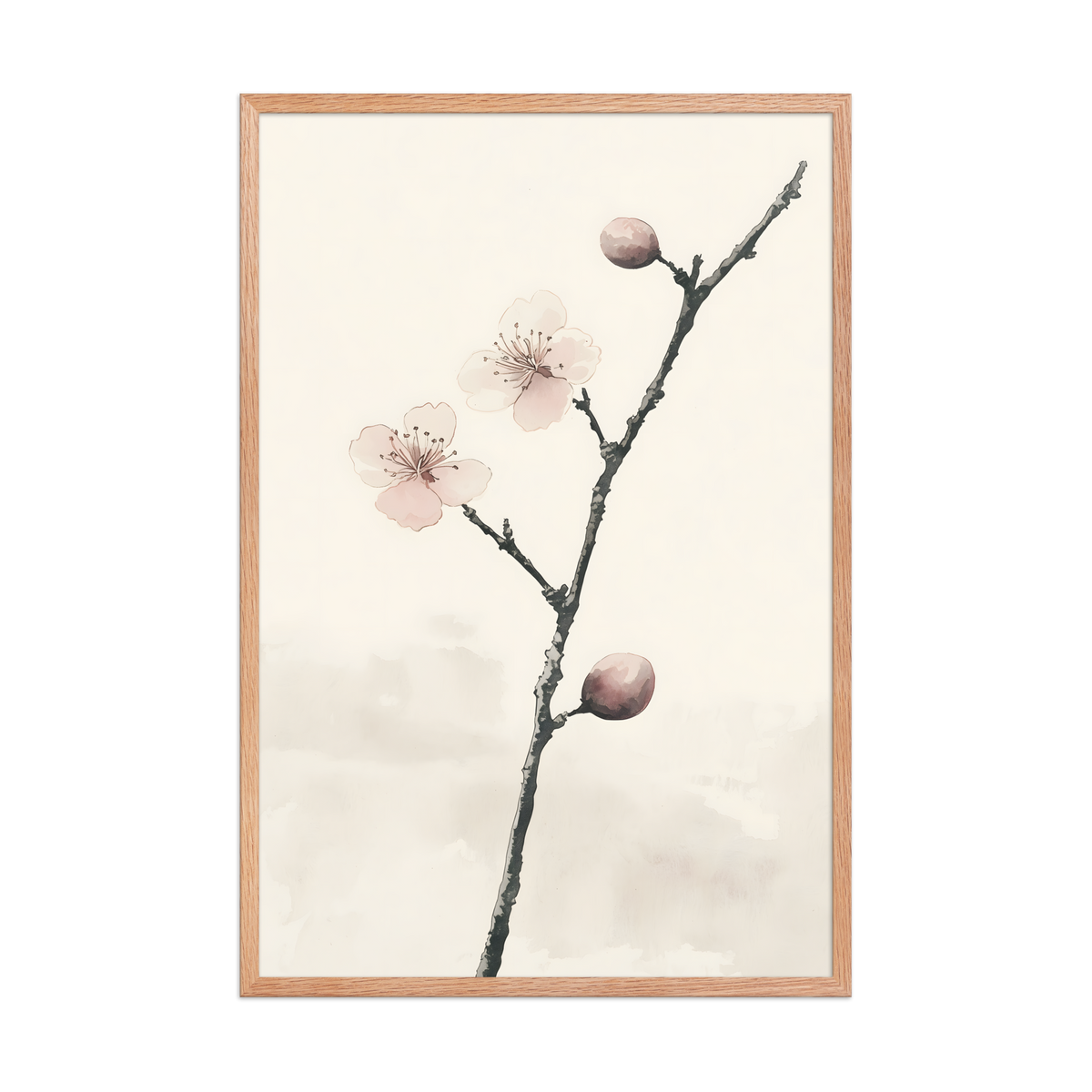 Early Plum — Japanese minimalist framed wall art