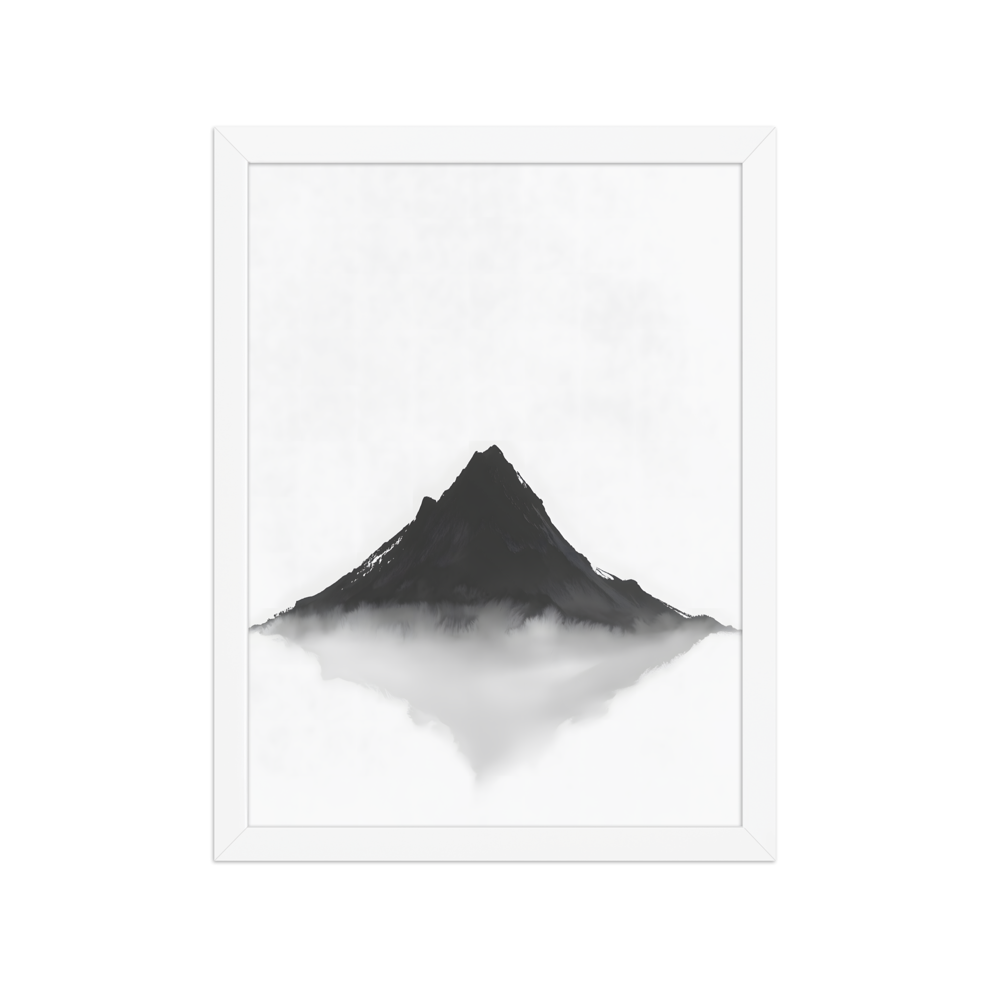 Mountain Breath — Japandi zen ink framed print, minimalist Japanese wall art