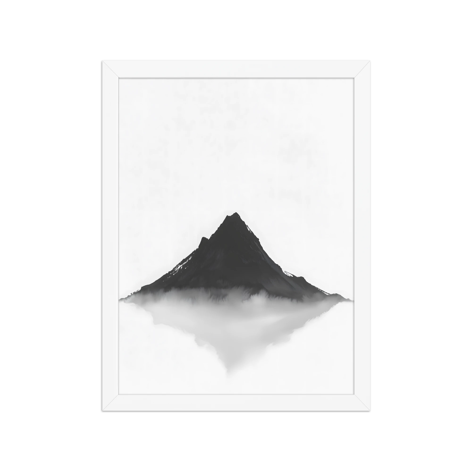 Mountain Breath — Japandi zen ink framed print, minimalist Japanese wall art