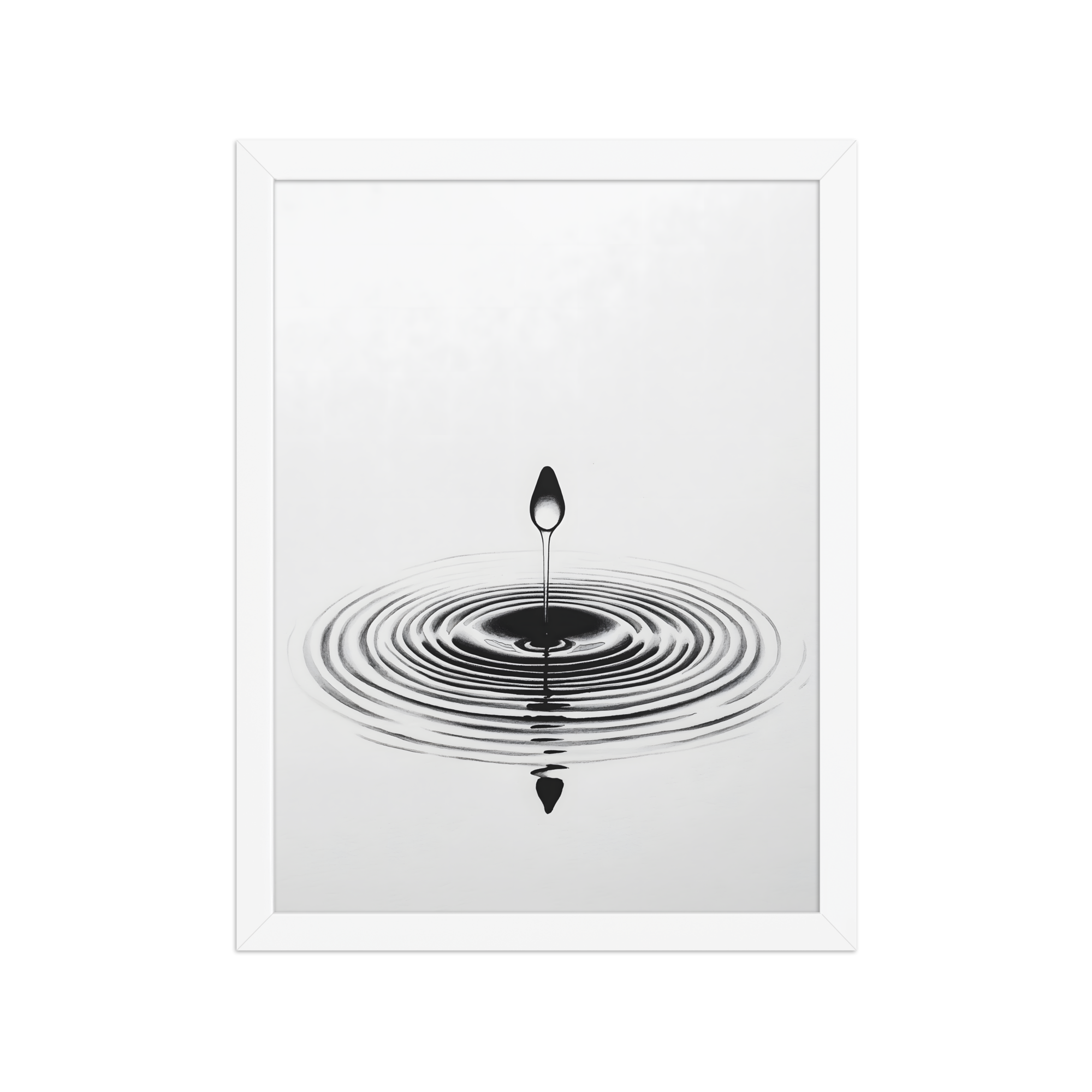 Waterdrop — Japandi zen nature framed print, minimalist Japanese wall art
