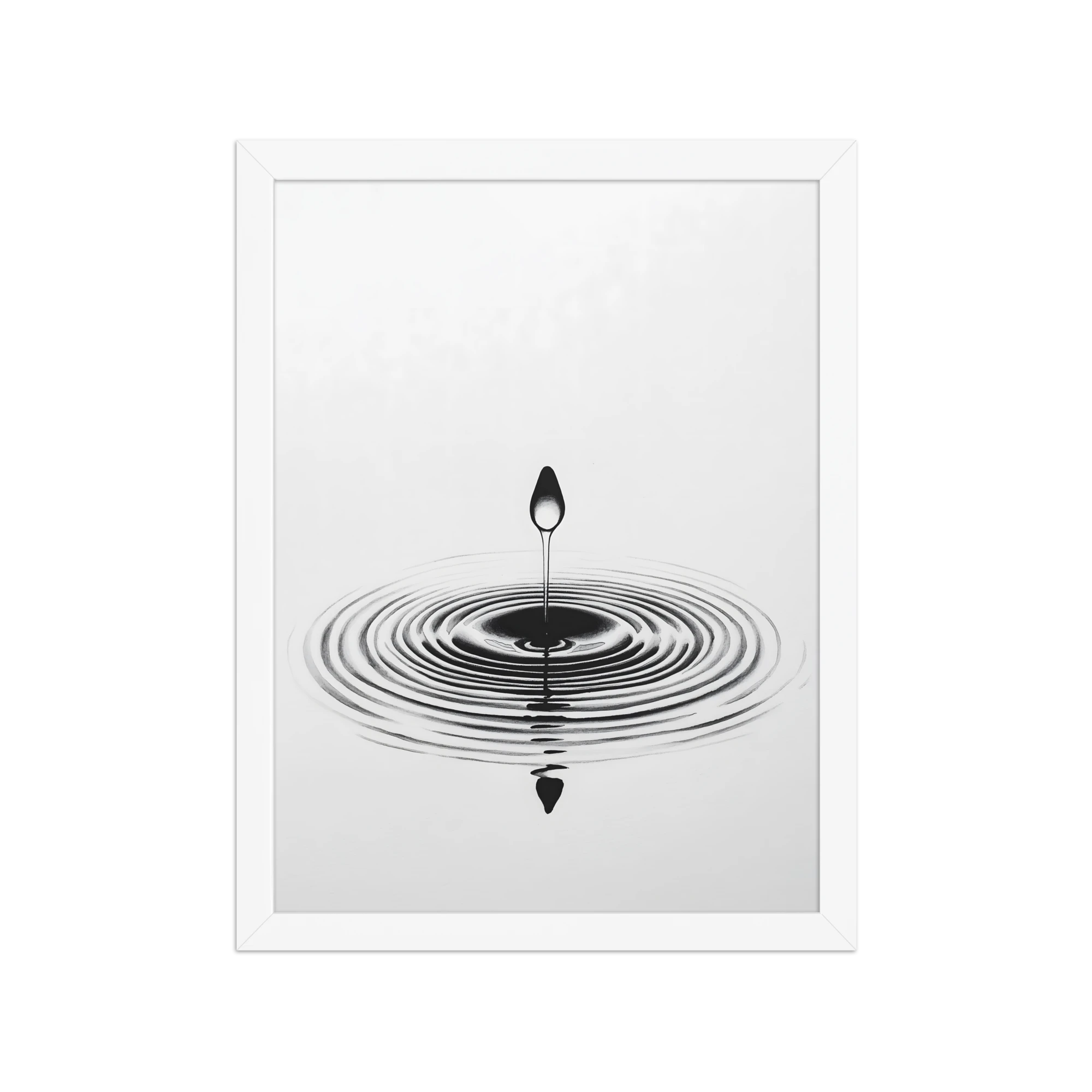 Waterdrop — Japandi zen nature framed print, minimalist Japanese wall art