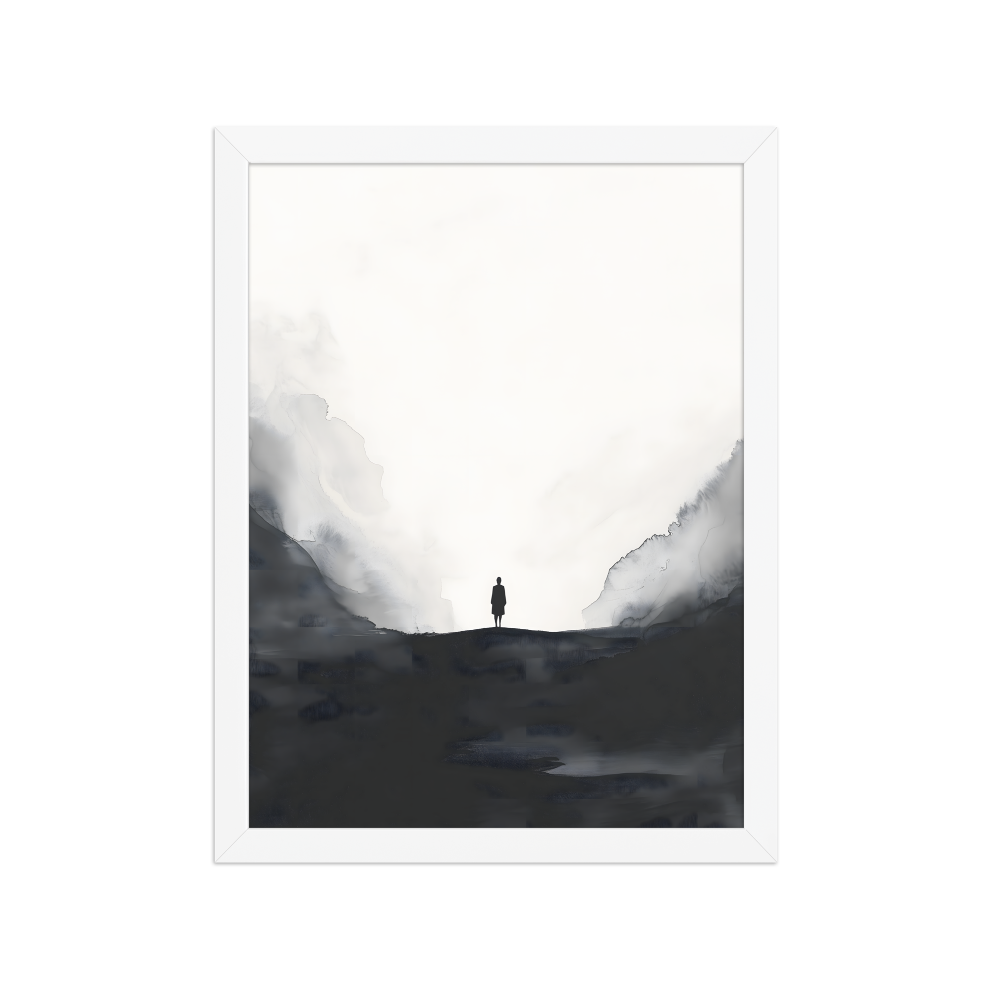 Distant Figure — Japandi ma framed print, minimalist Japanese wall art