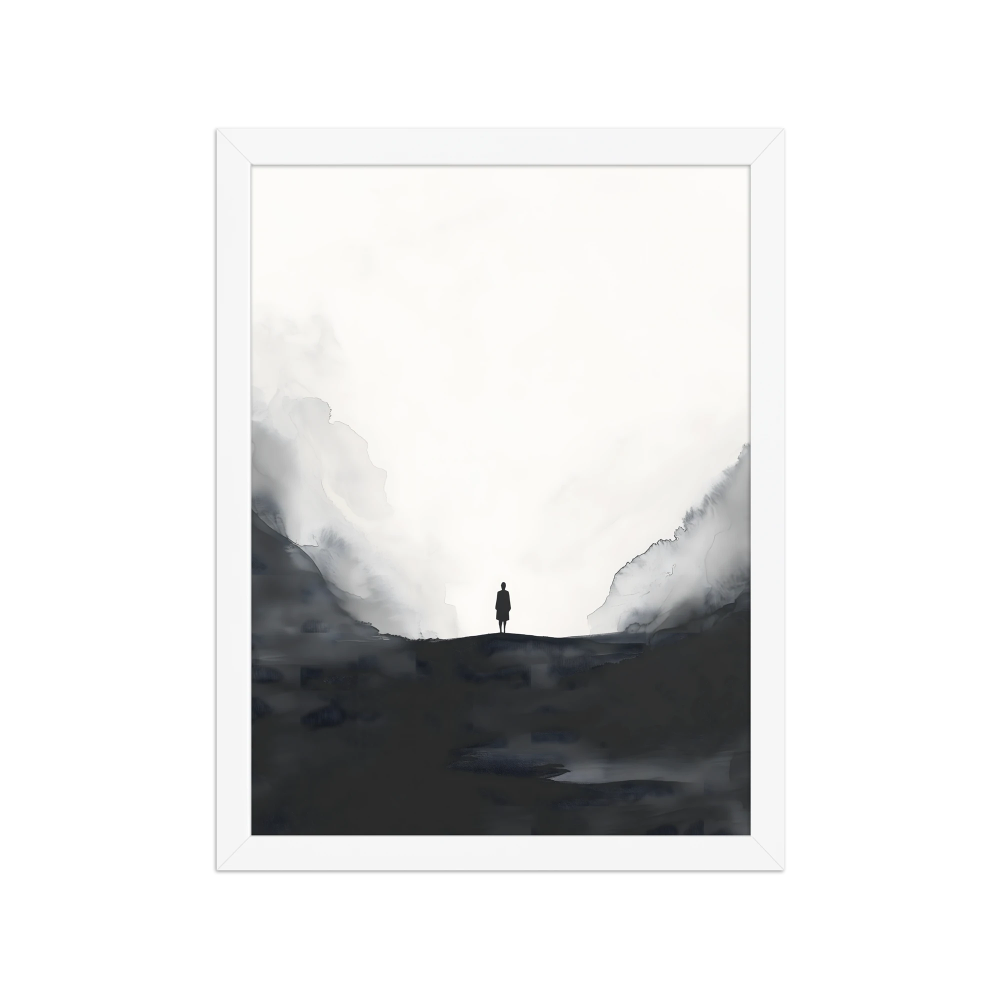 Distant Figure — Japandi ma framed print, minimalist Japanese wall art