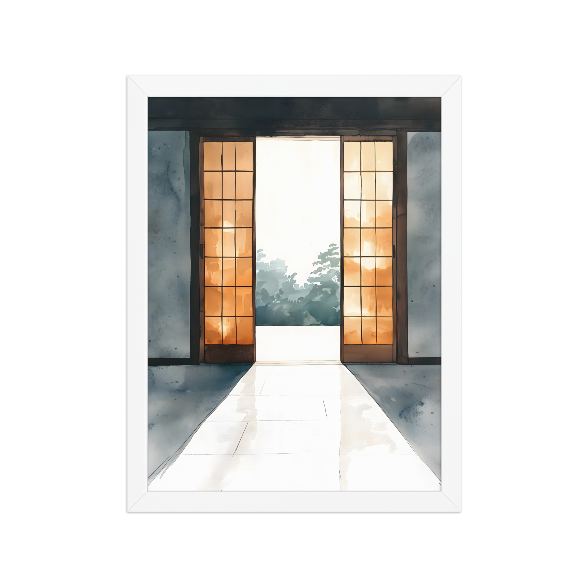 Open Door — Japandi ma framed print, minimalist Japanese wall art