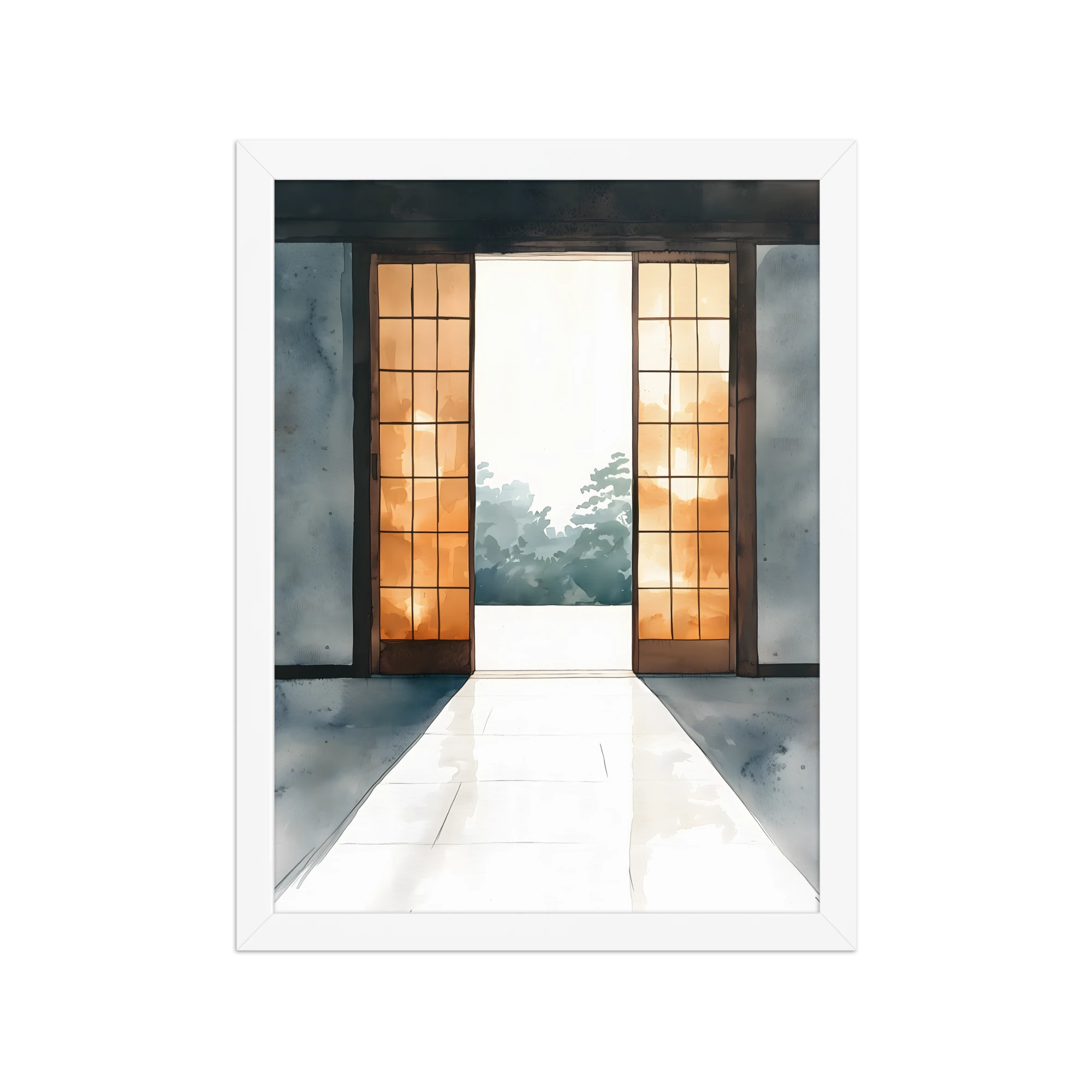 Open Door — Japandi ma framed print, minimalist Japanese wall art