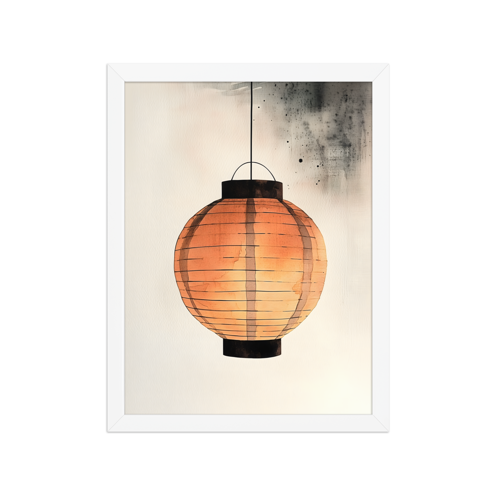 Paper Lantern — Japandi wabi-sabi framed print, minimalist Japanese wall art