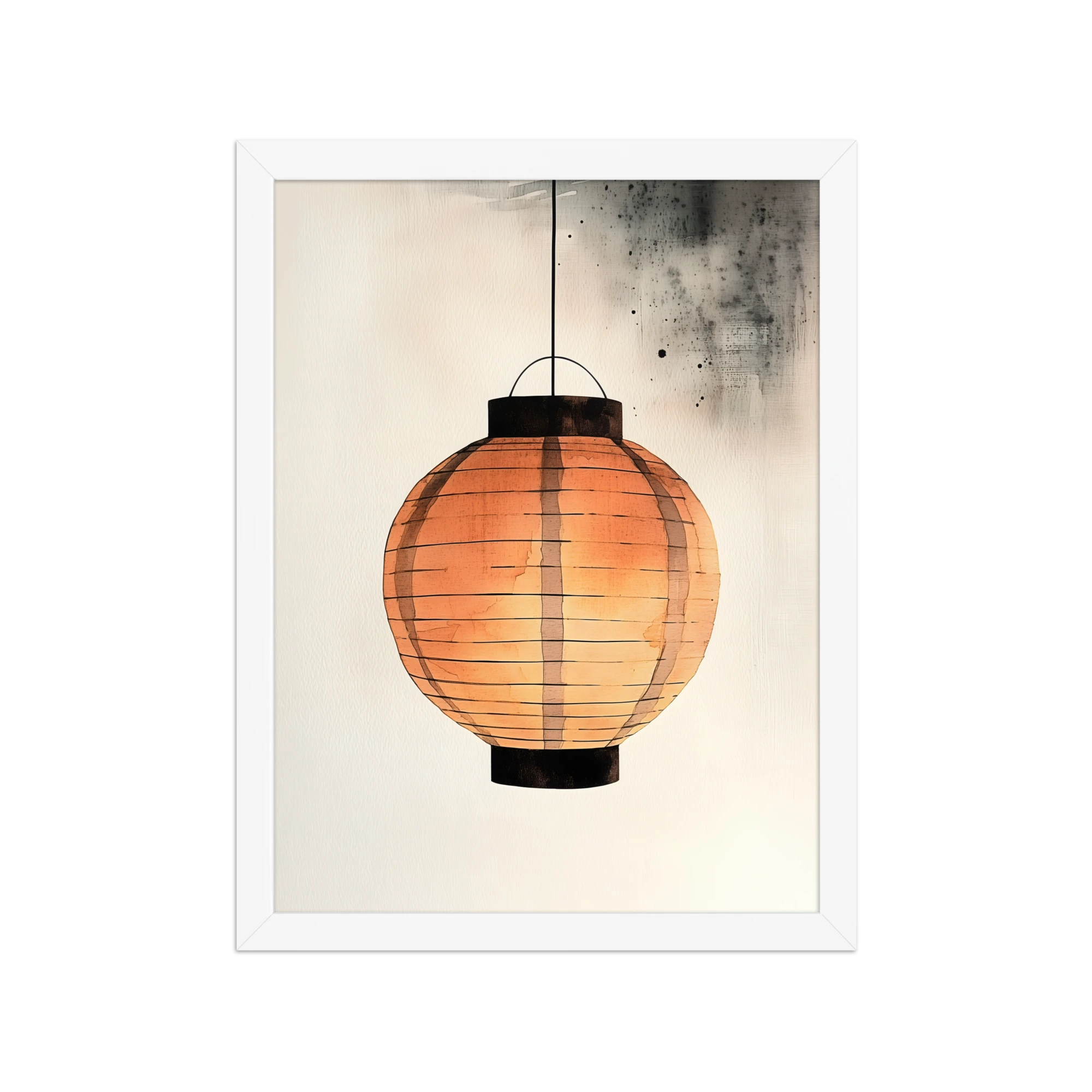 Paper Lantern — Japandi wabi-sabi framed print, minimalist Japanese wall art
