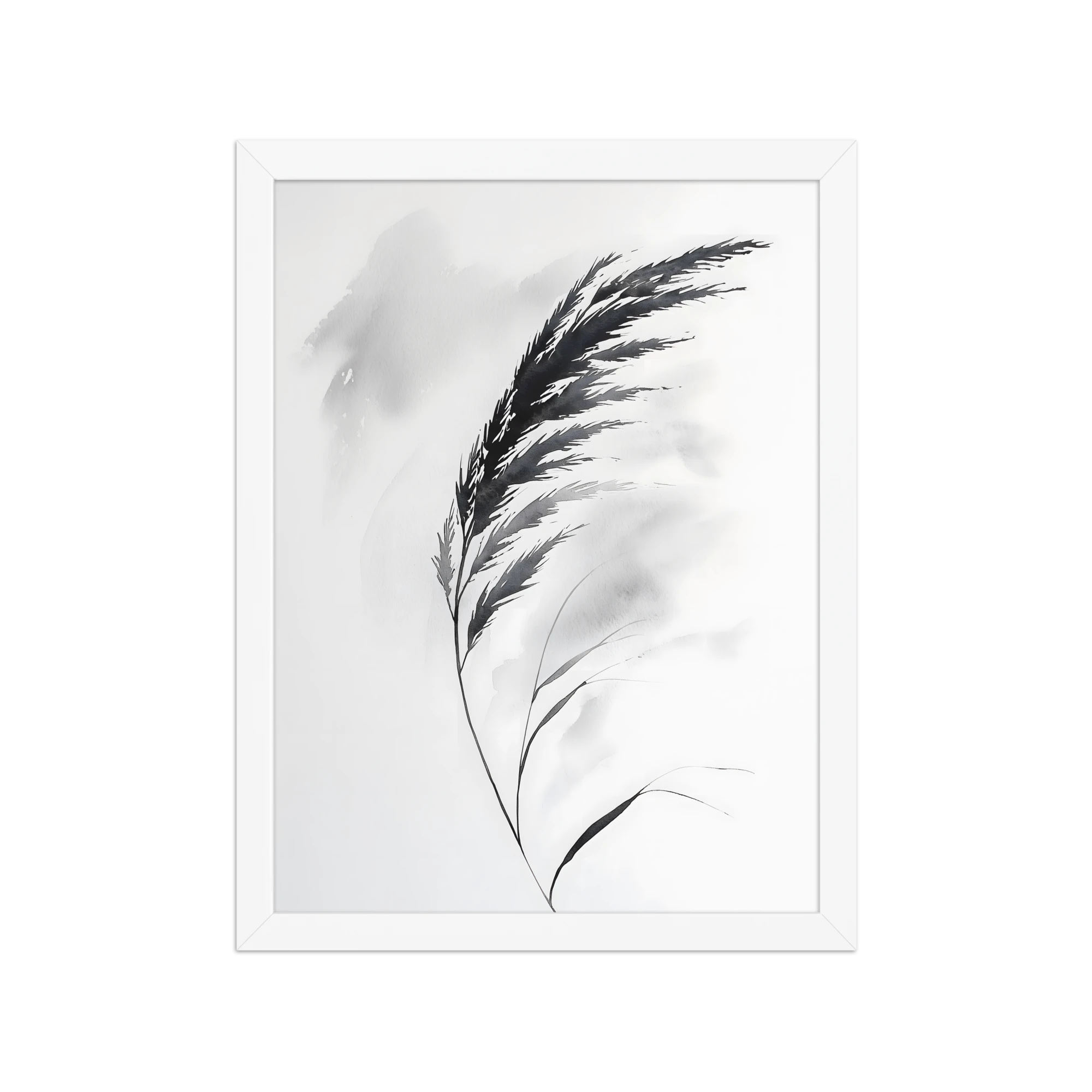 Wild Grass — Japandi zen nature framed print, minimalist Japanese wall art