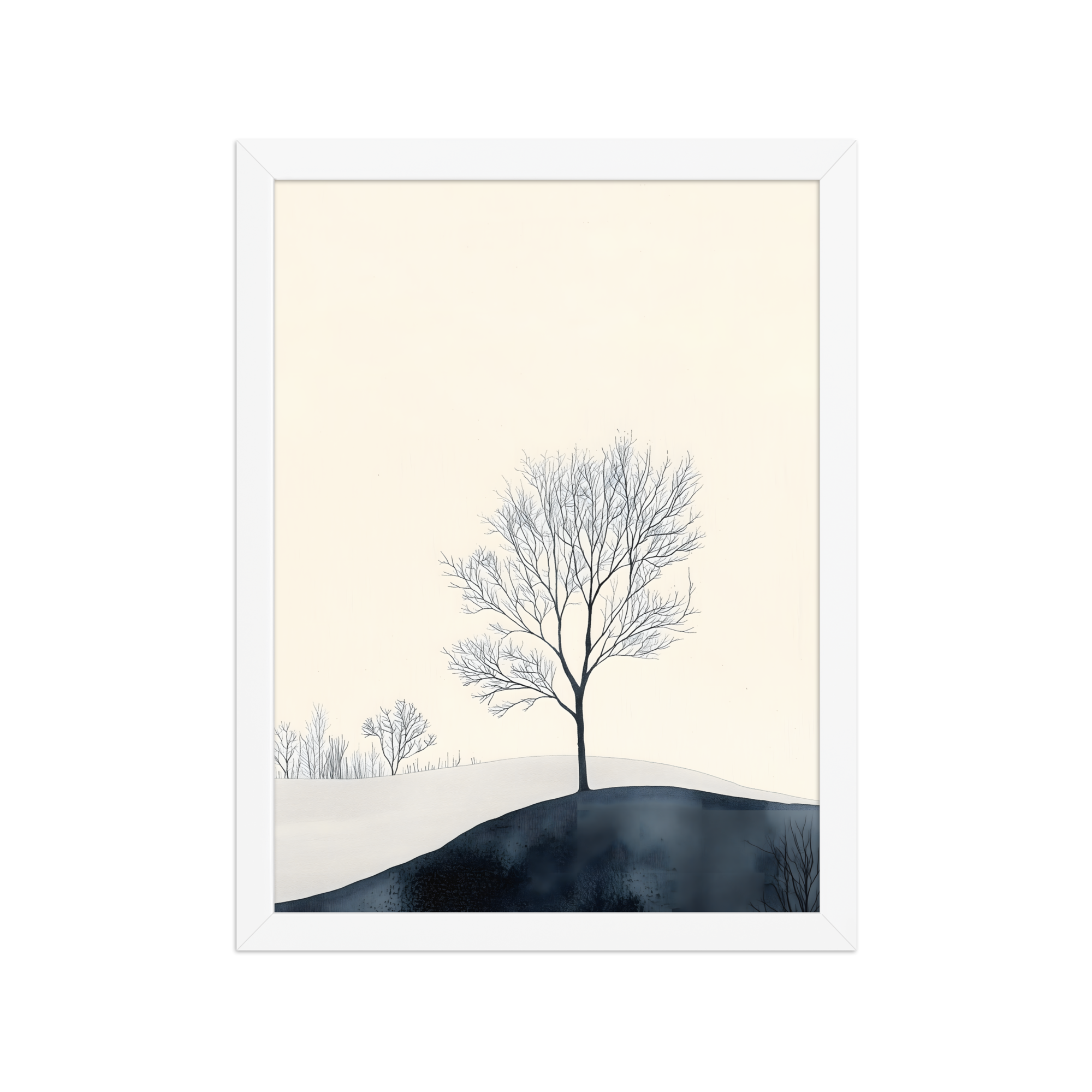 Distant Divide — Japandi ma framed print, minimalist Japanese wall art