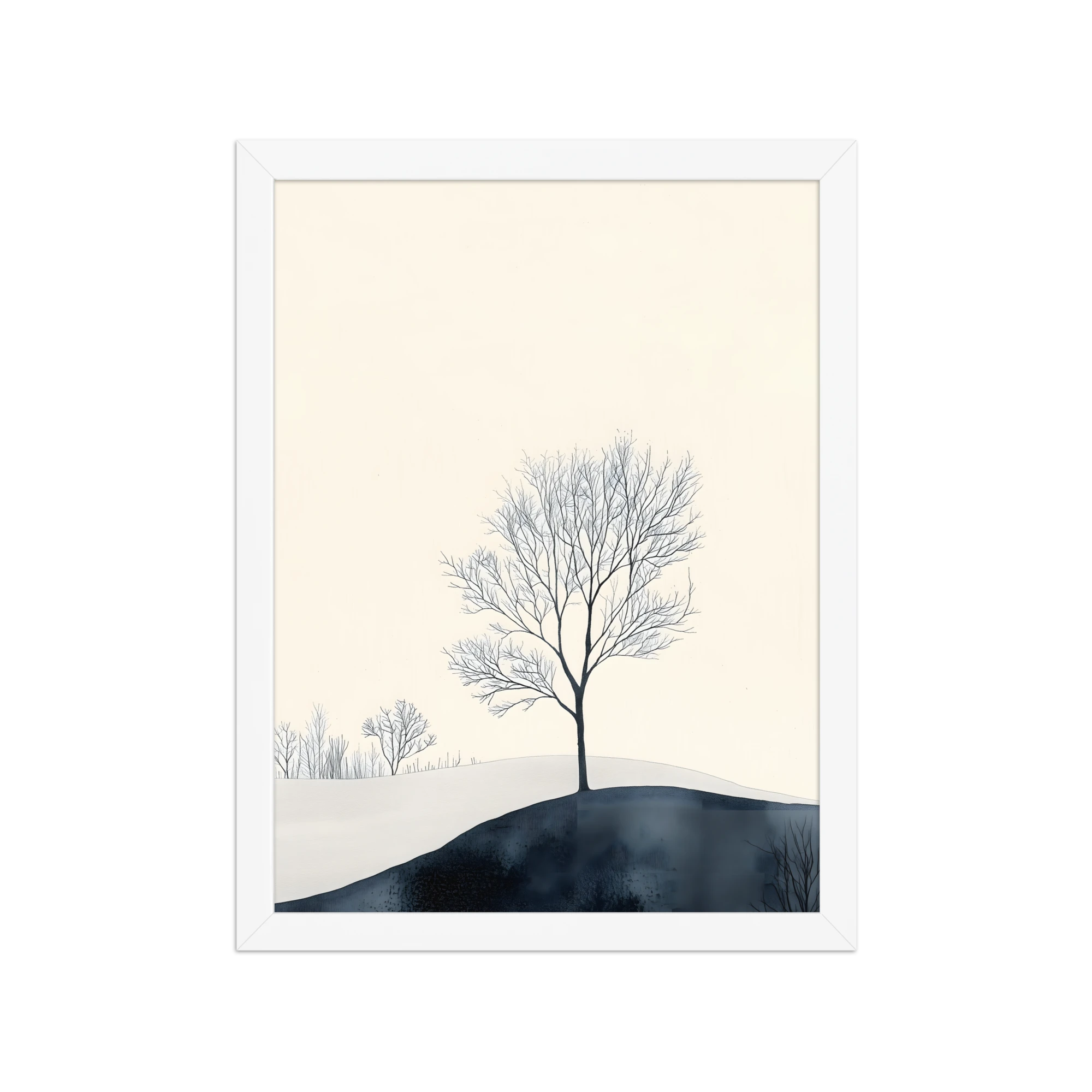 Distant Divide — Japandi ma framed print, minimalist Japanese wall art
