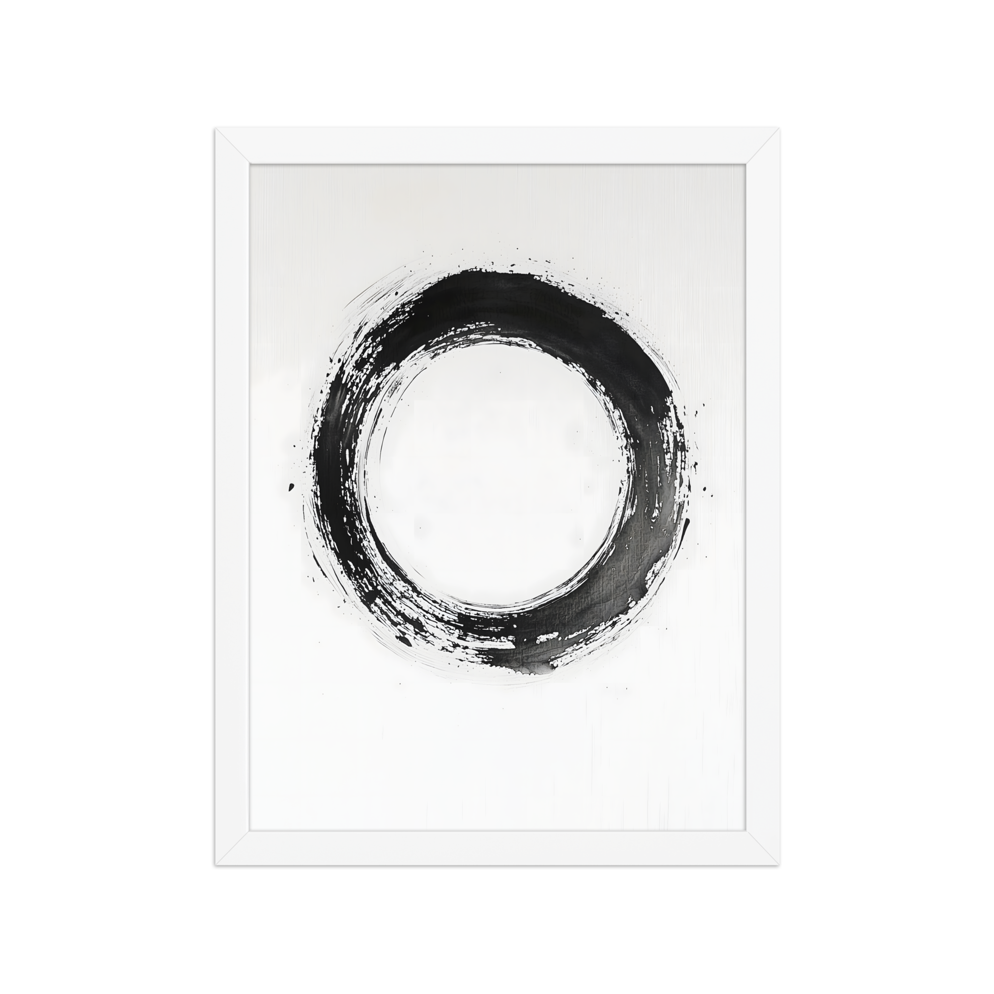One Stroke — Japandi zen ink framed print, minimalist Japanese wall art