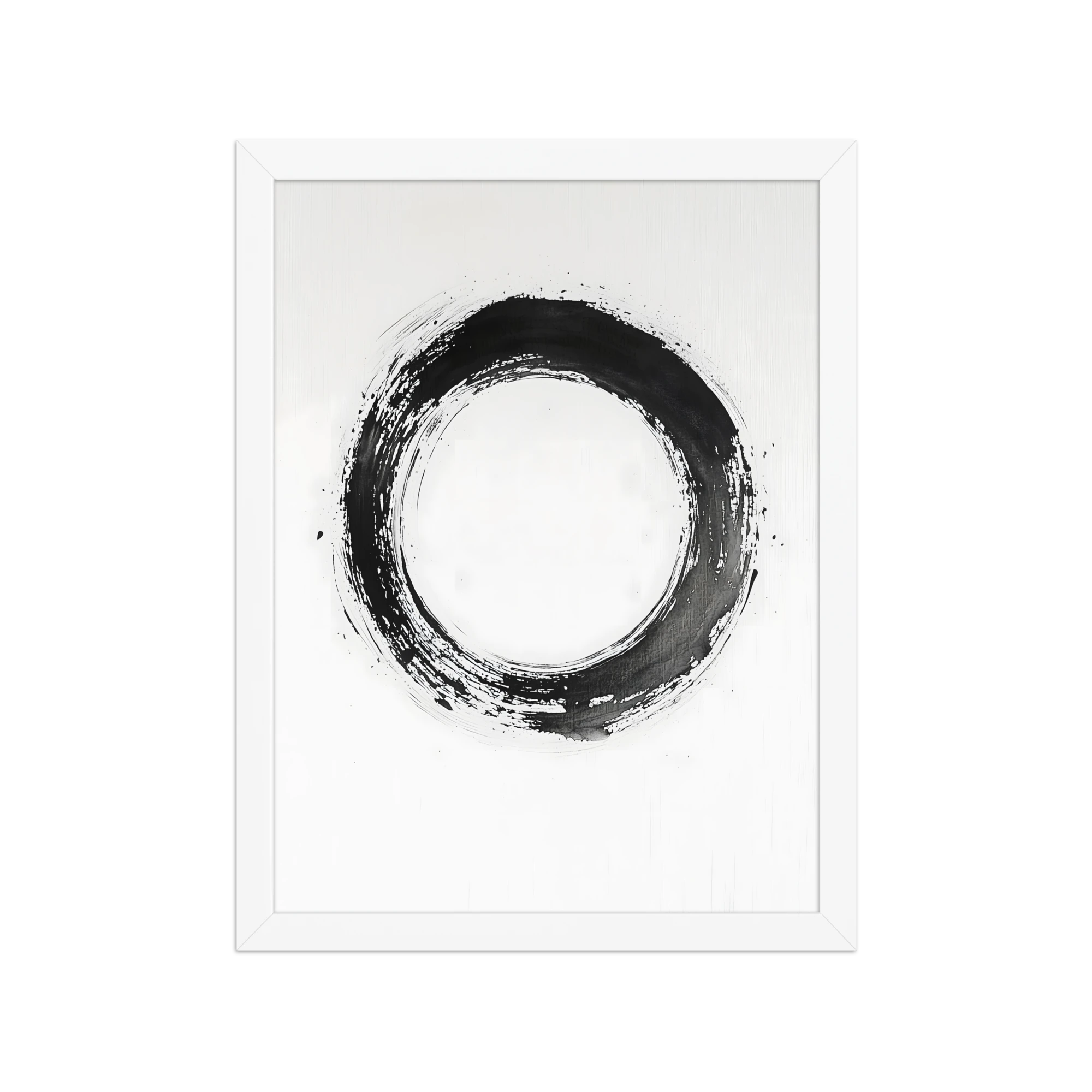 One Stroke — Japandi zen ink framed print, minimalist Japanese wall art