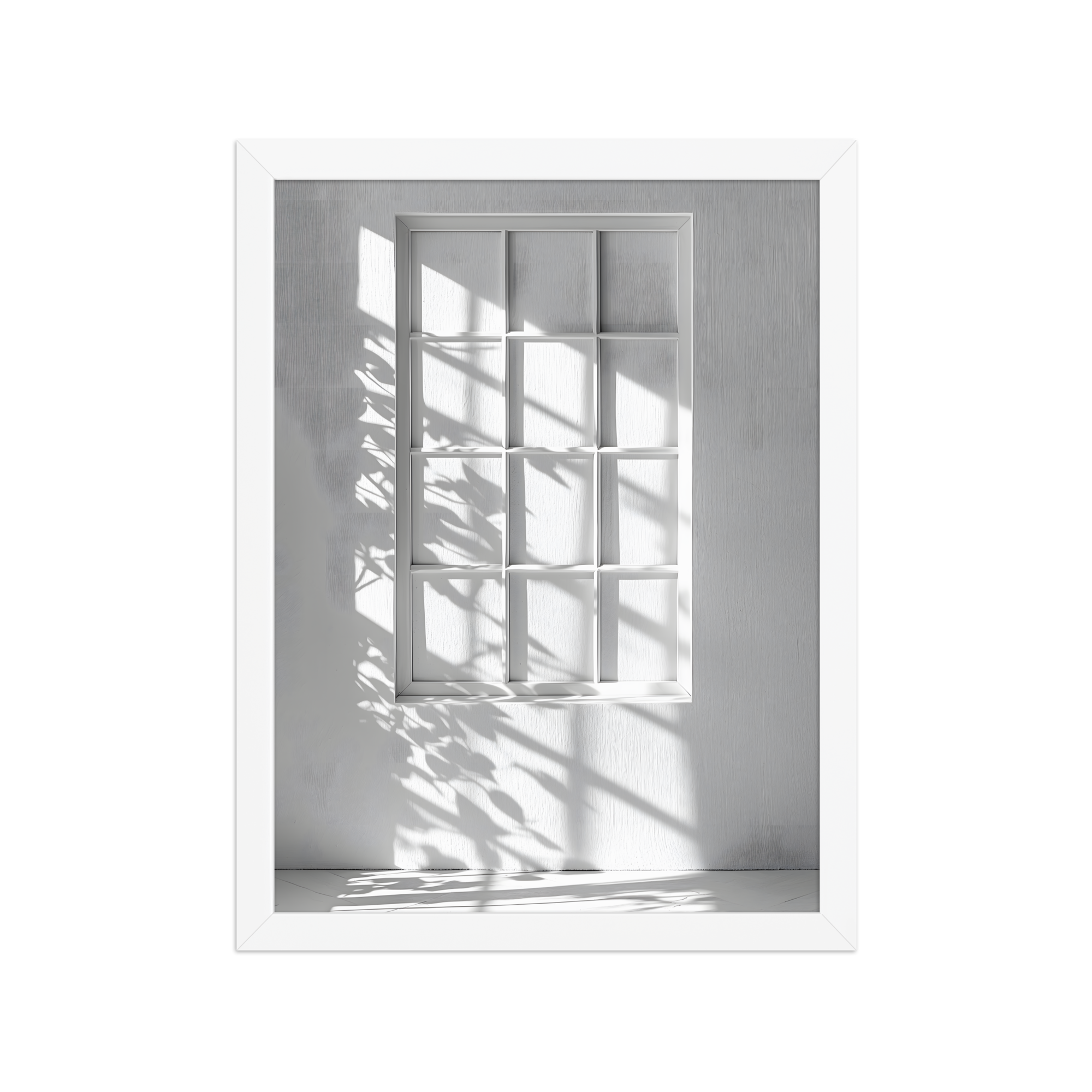 Shadow Play — Japandi komorebi framed print, minimalist Japanese wall art