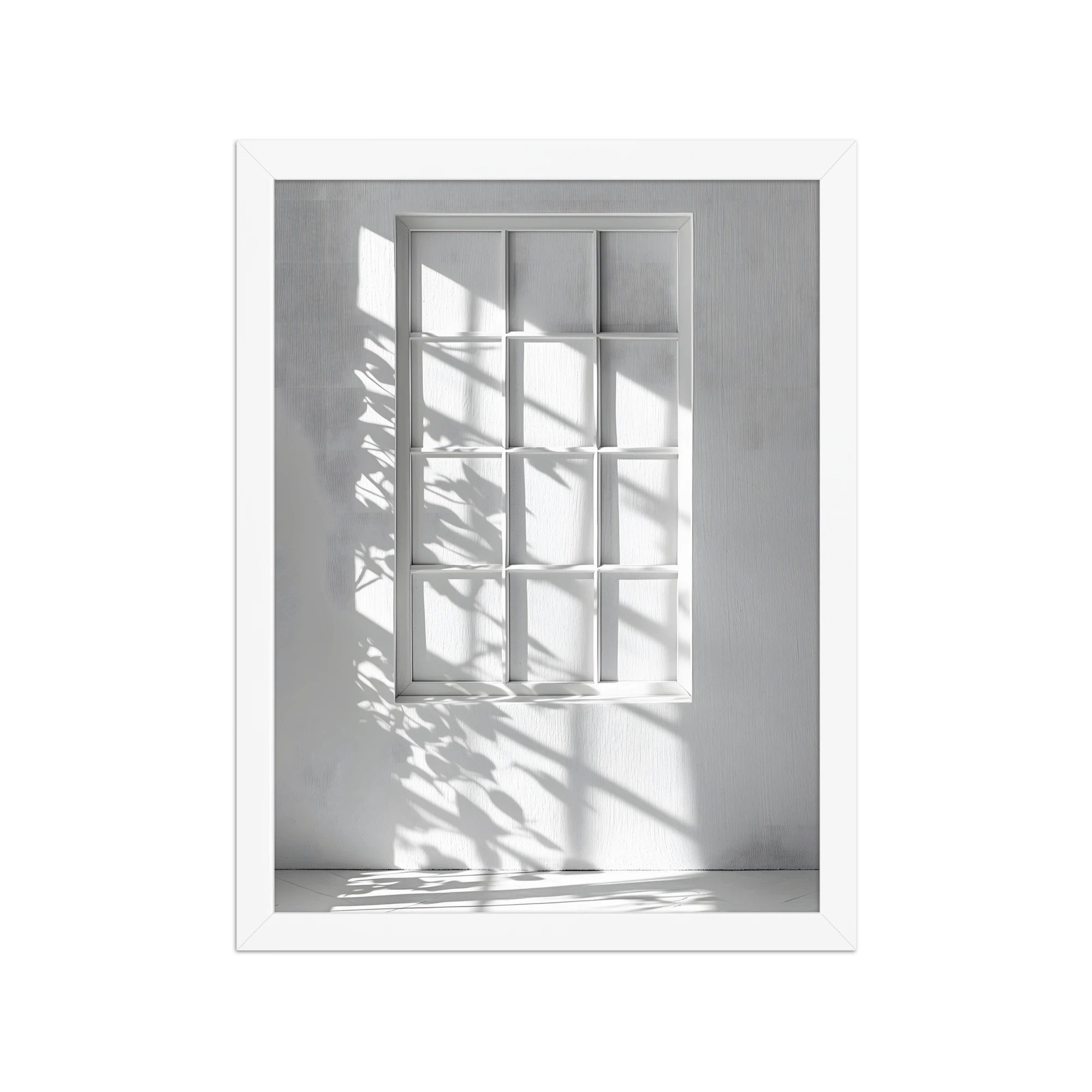 Shadow Play — Japandi komorebi framed print, minimalist Japanese wall art