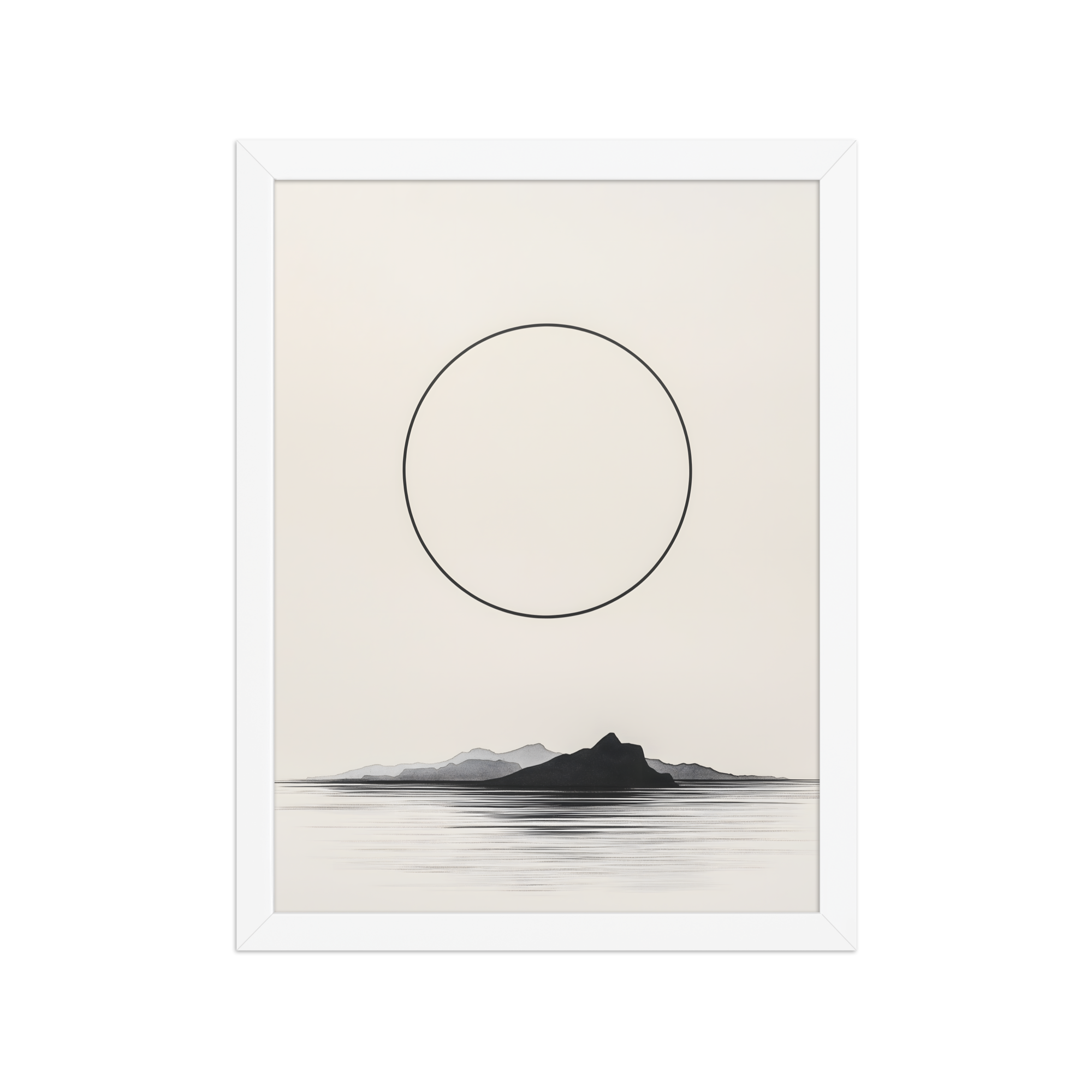Circle and Space — Japandi ma framed print, minimalist Japanese wall art