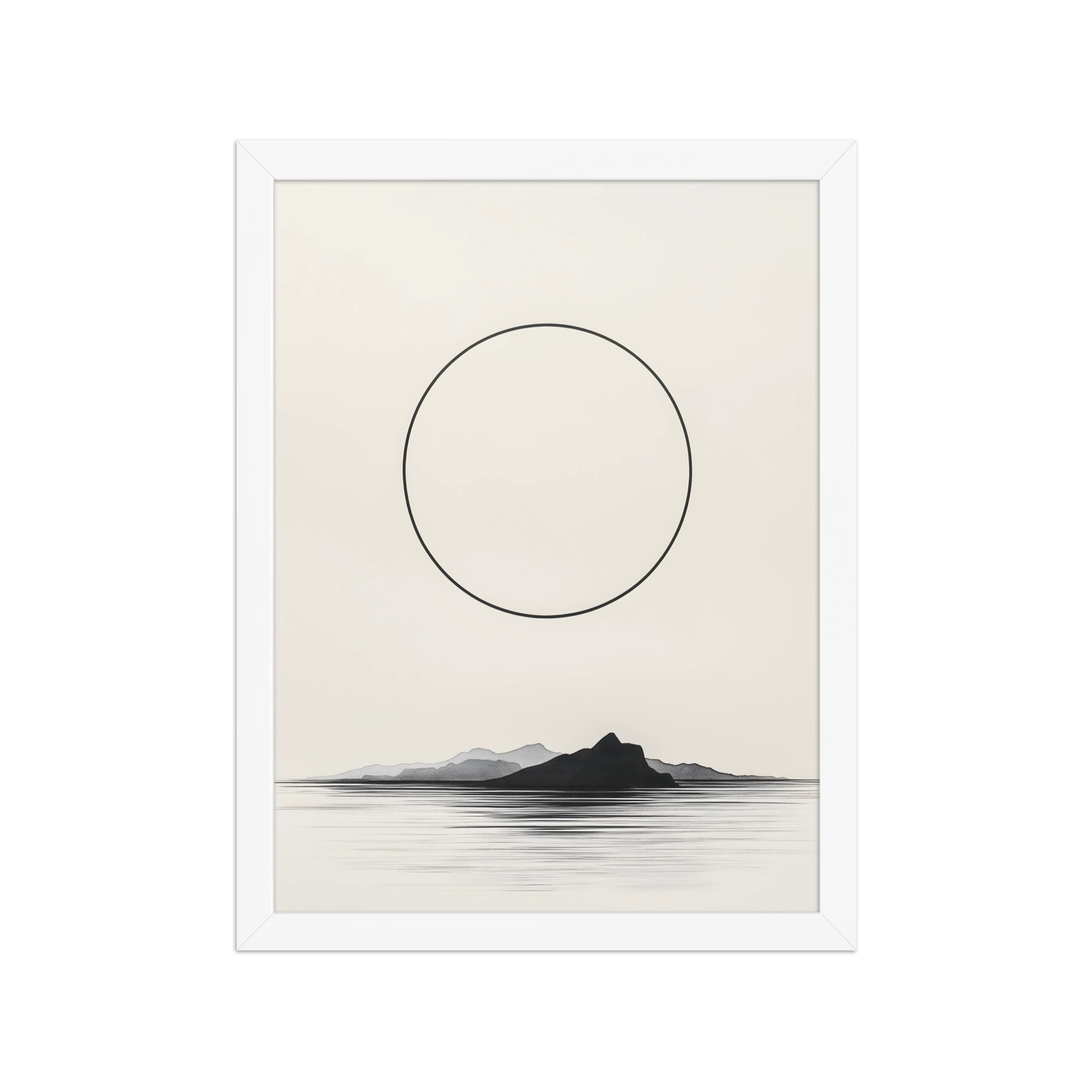 Circle and Space — Japandi ma framed print, minimalist Japanese wall art