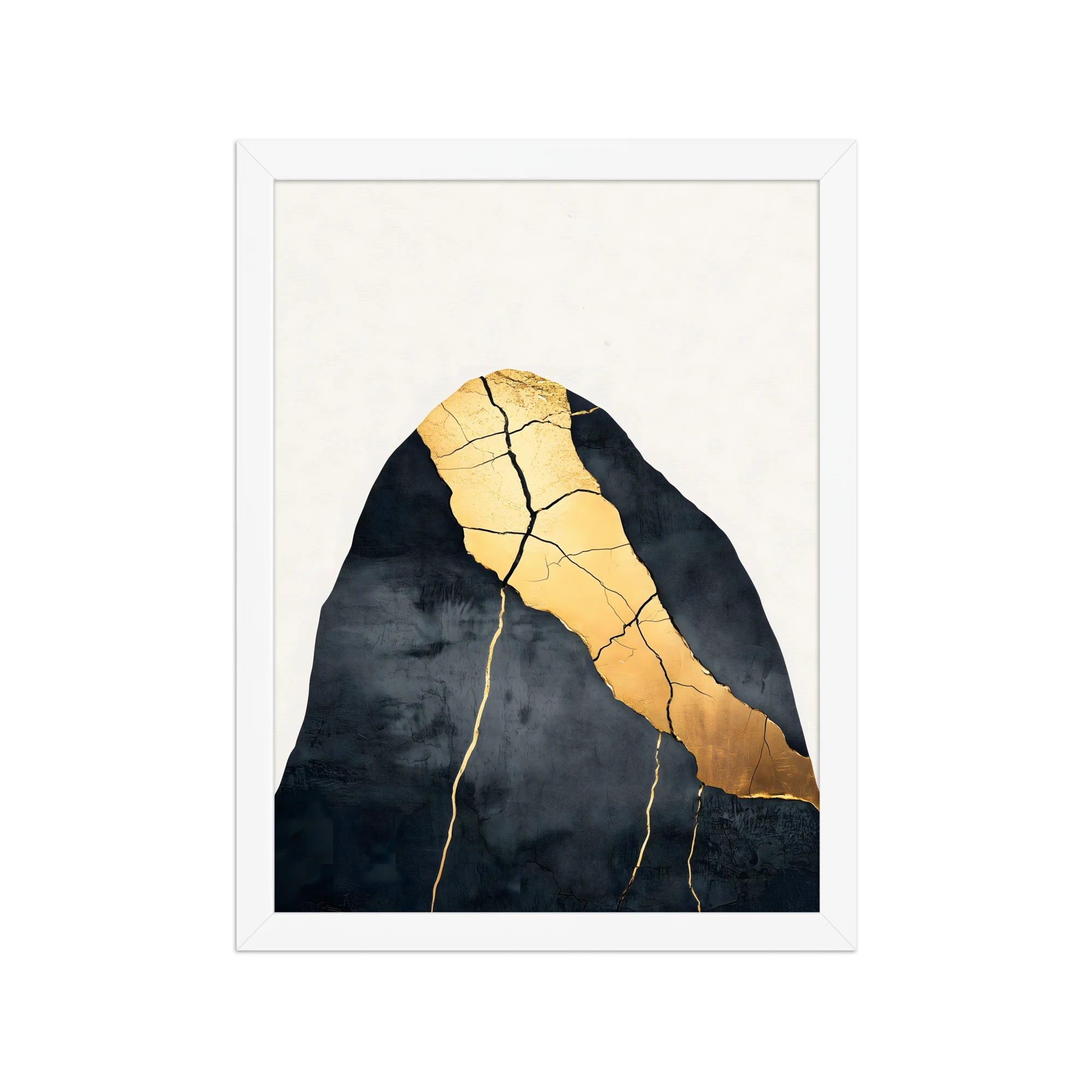 Kintsugi Lines — Japandi wabi-sabi framed print, minimalist Japanese wall art