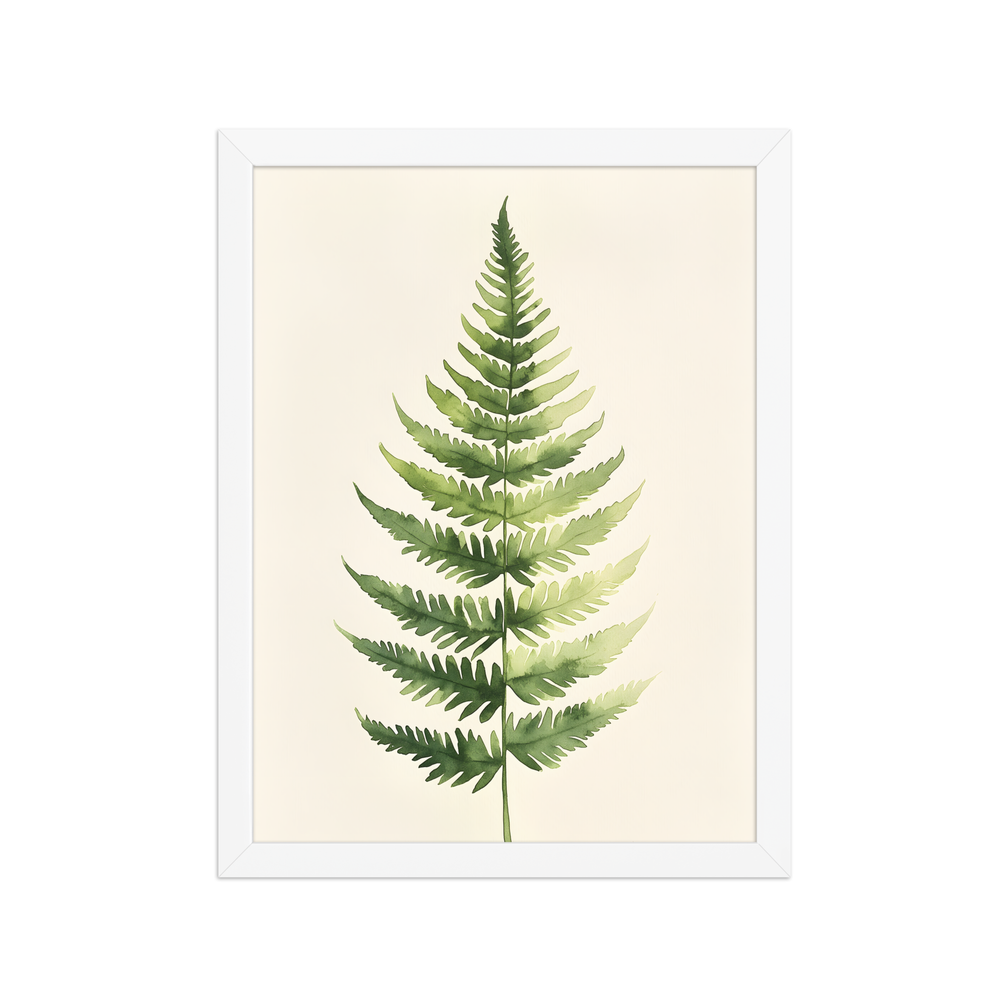 Morning Fern — Japandi zen nature framed print, minimalist Japanese wall art